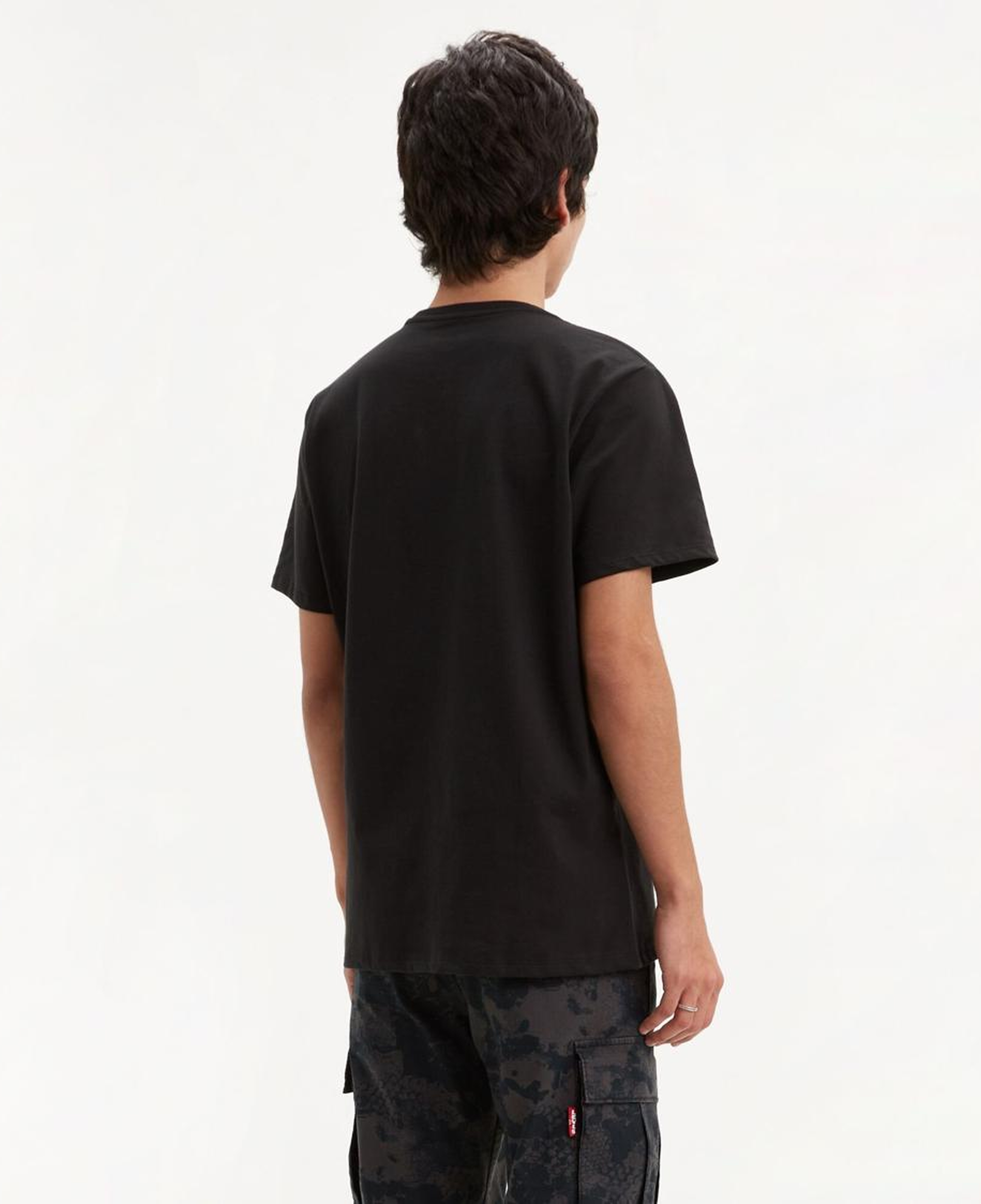 Baskılı Set-In Neck Siyah Tişört