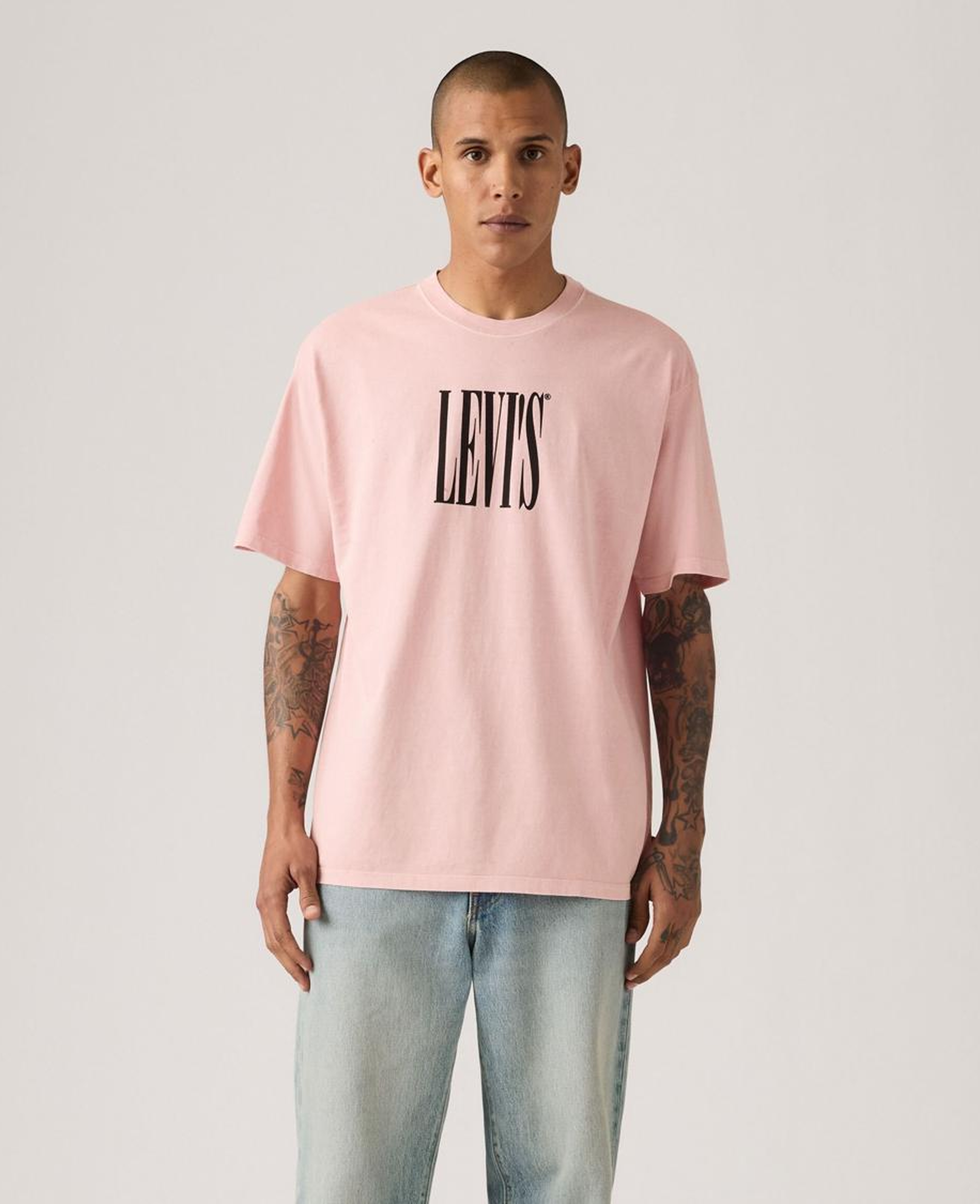 Vintage Fit Baskılı Oversize Pembe Tişört