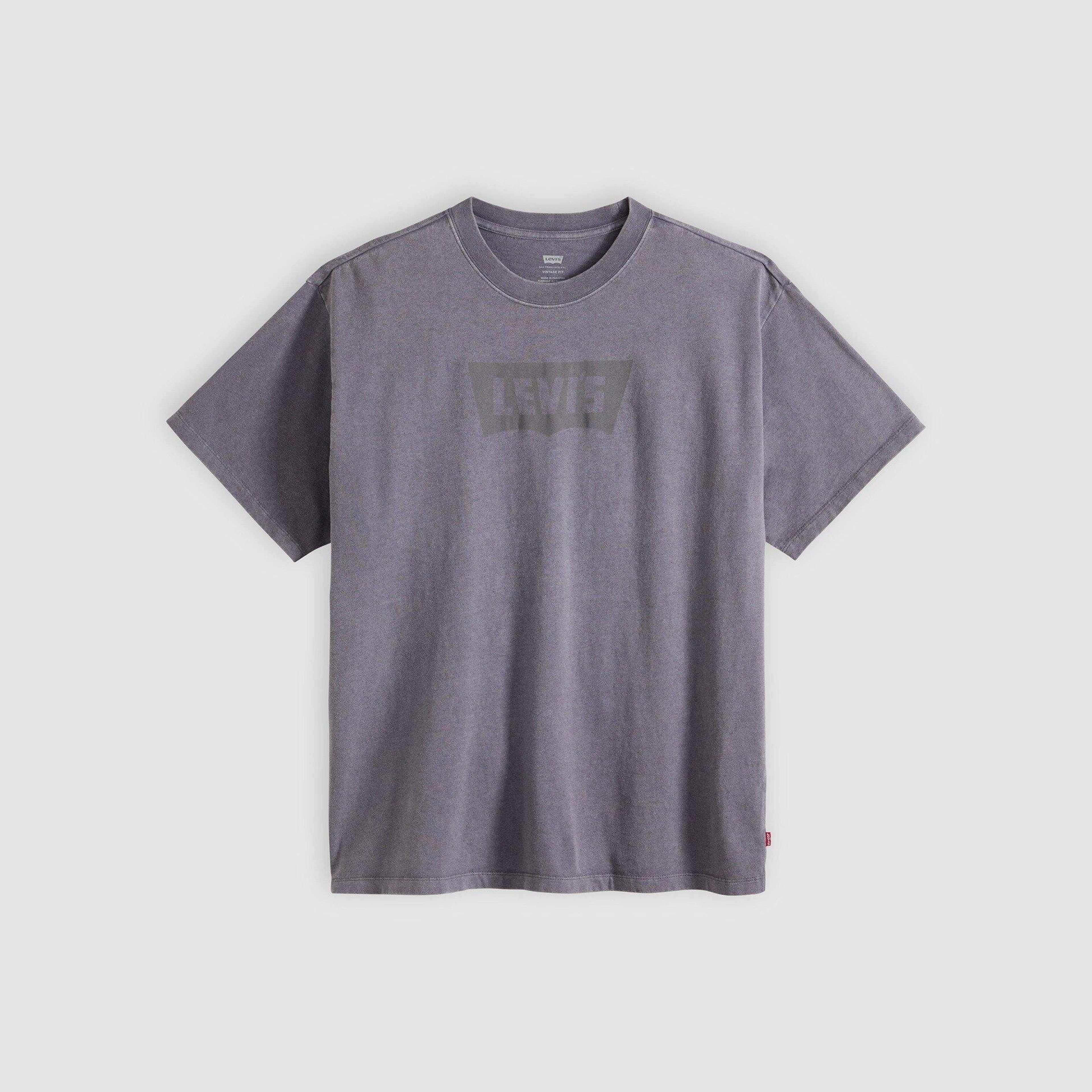 Vintage Fit Baskılı Gri Tişört