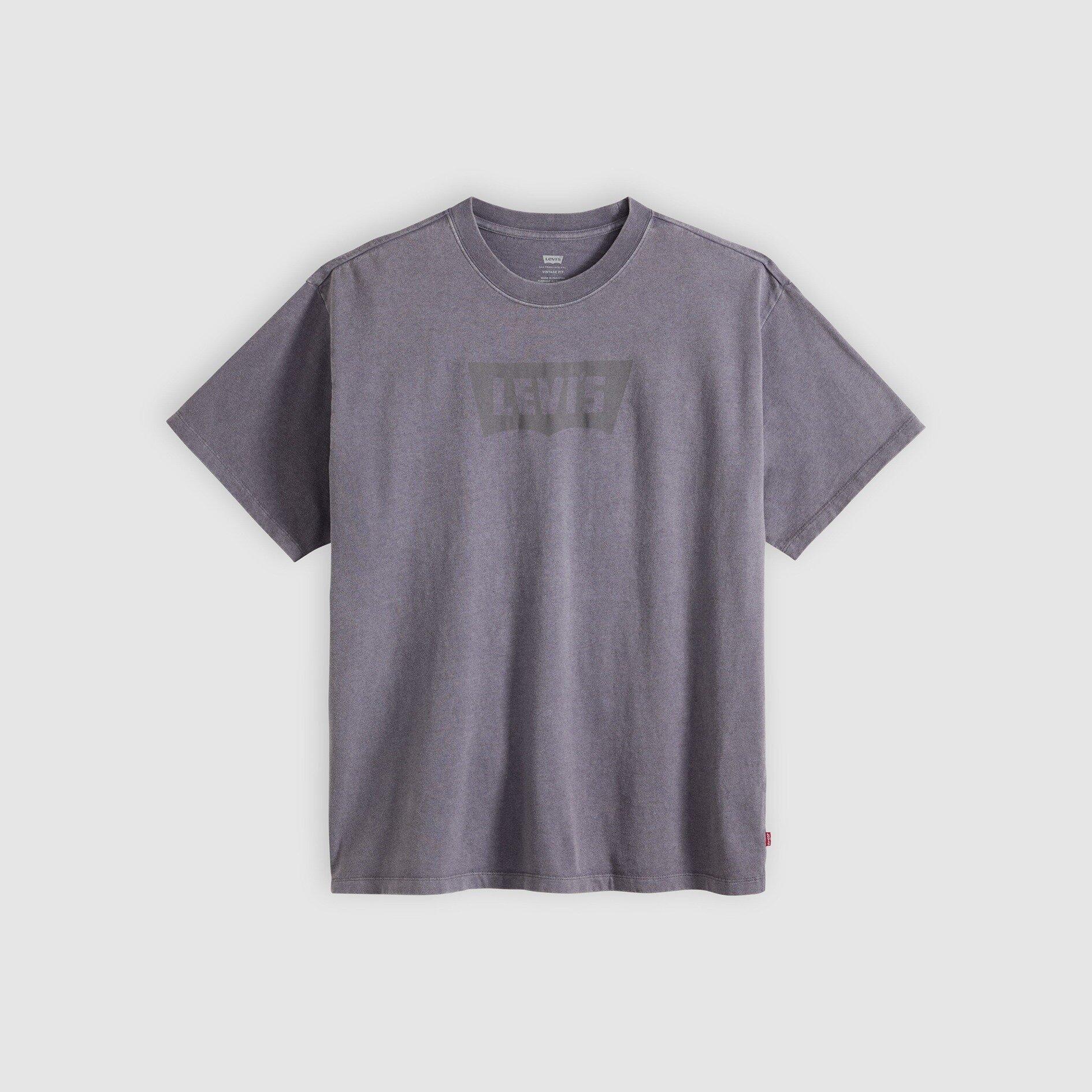 Vintage Fit Baskılı Gri Tişört