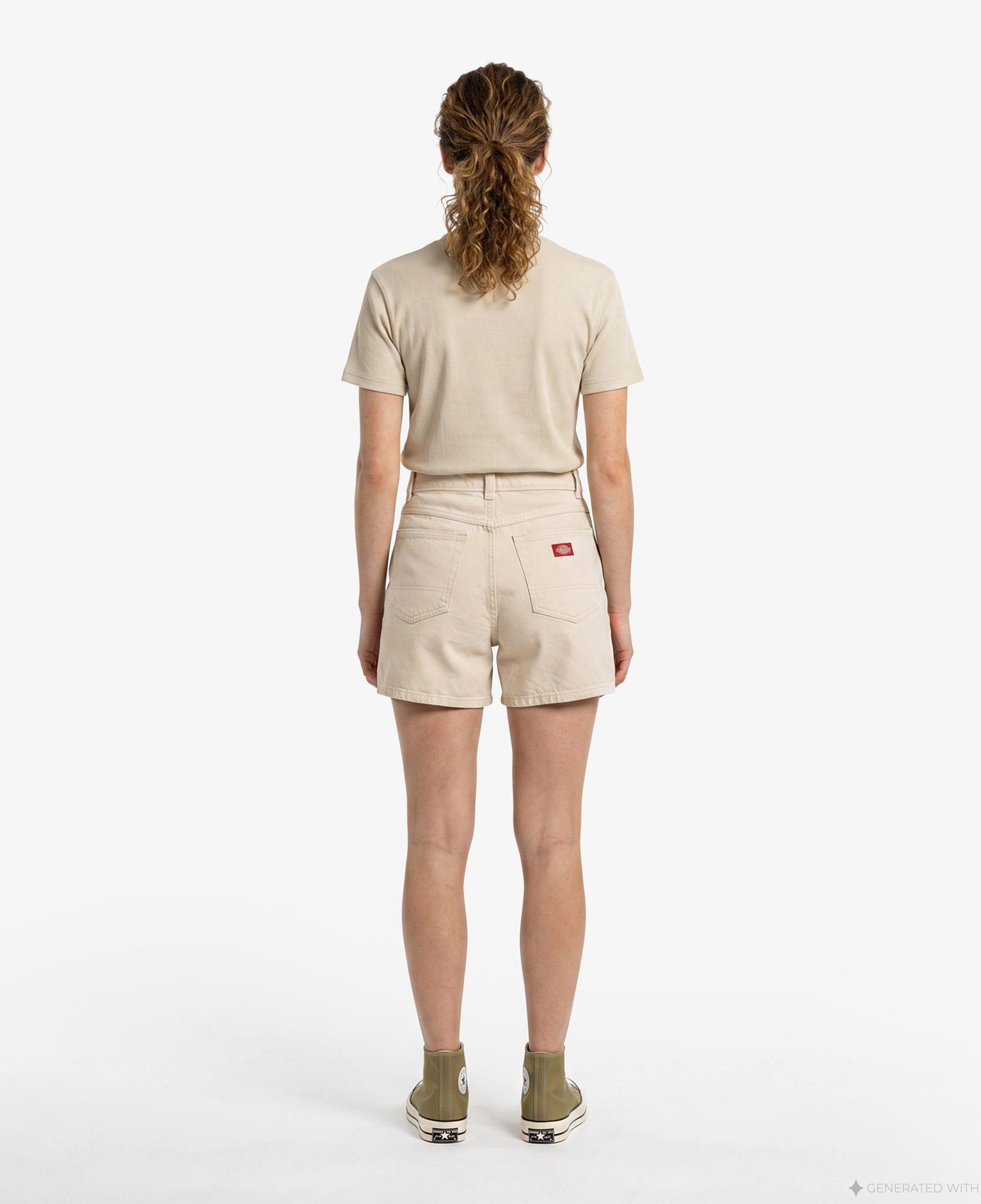 Dickies 984 5 Inch High Waist Jean Kadın Krem Şort