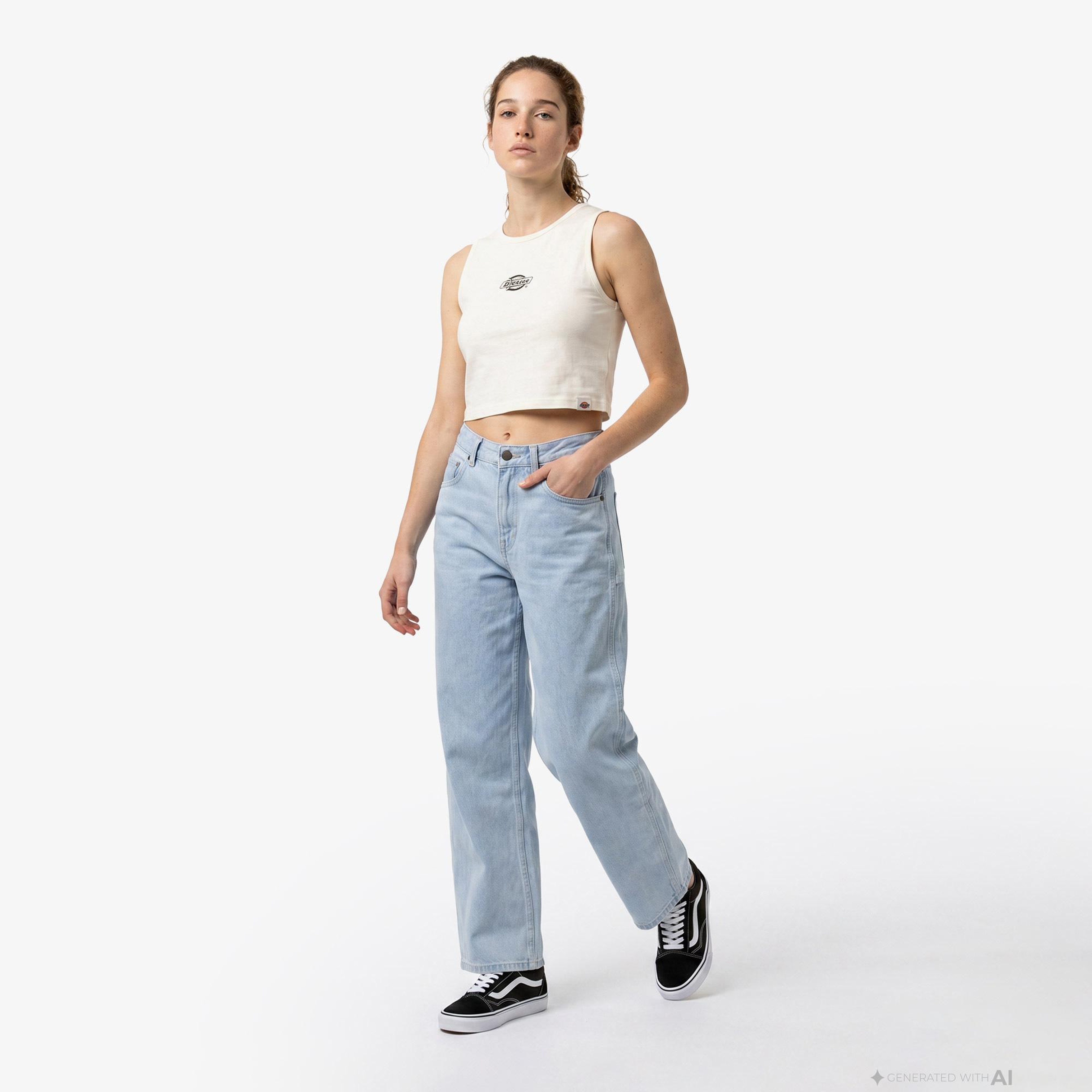 Dickies 993 High Waist Tapered Carpenter Kadın Mavi Pantolon