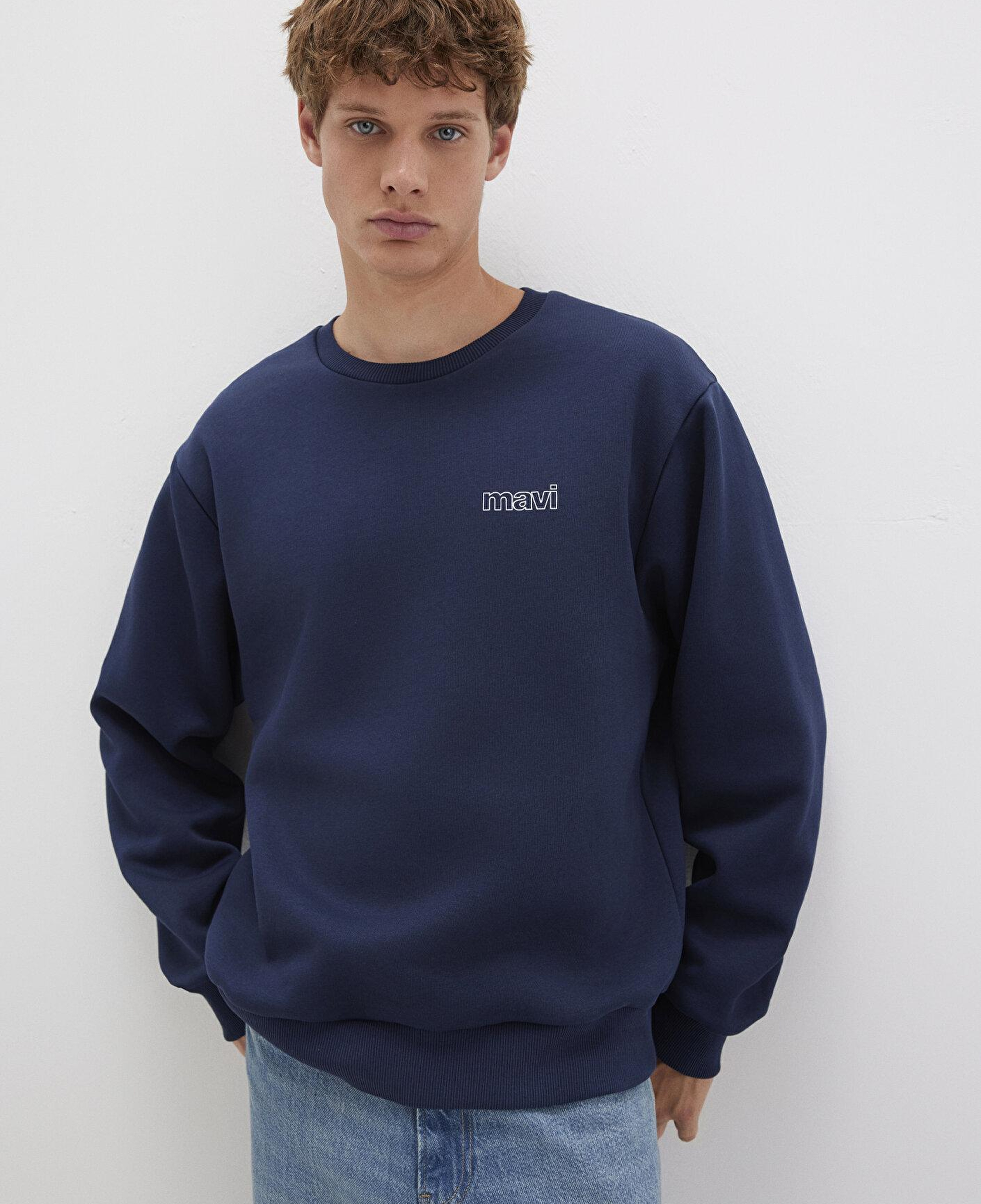 Mavi Mavi Logo Baskılı Lacivert Sweatshirt 0S10379-70488