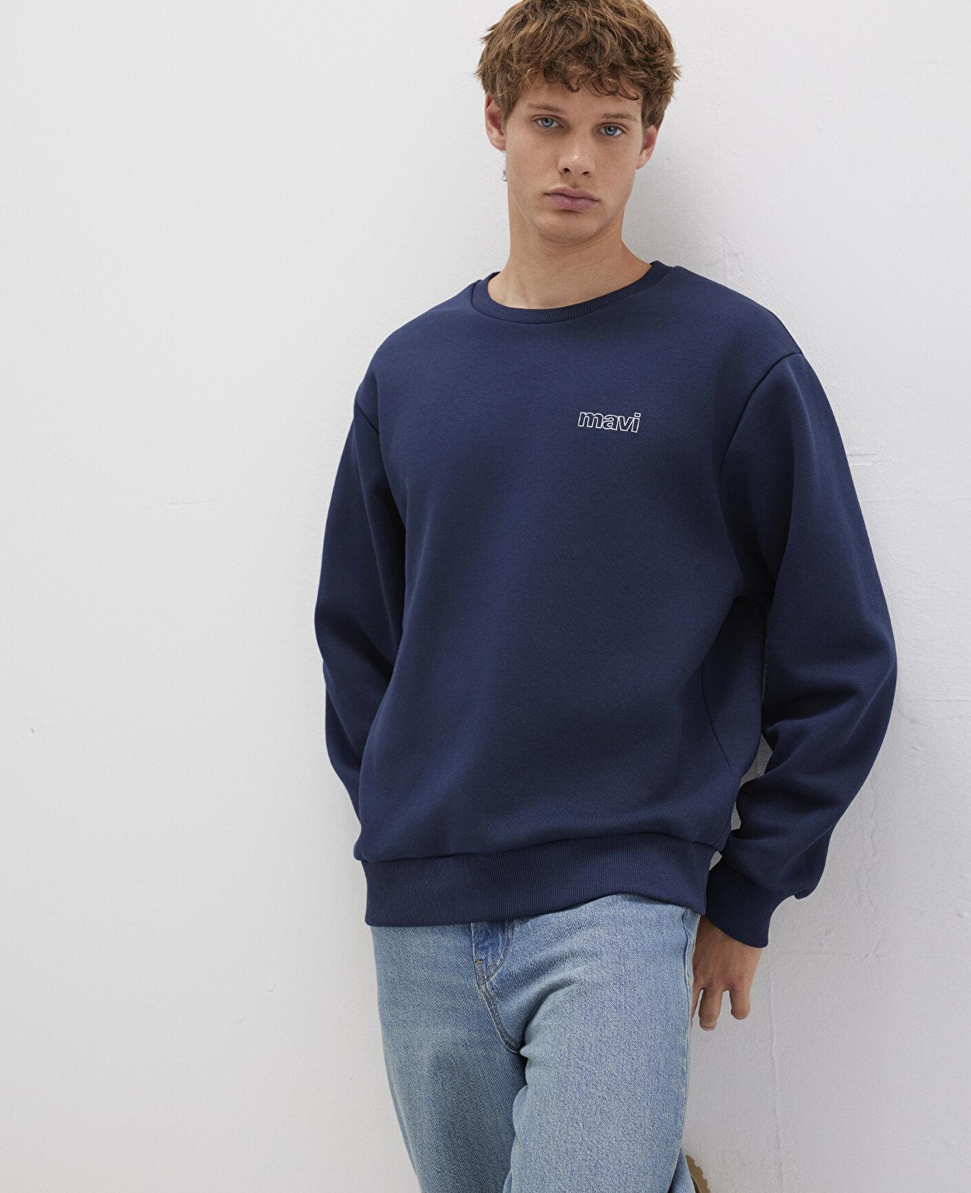 Mavi Mavi Logo Baskılı Lacivert Sweatshirt 0S10379-70488