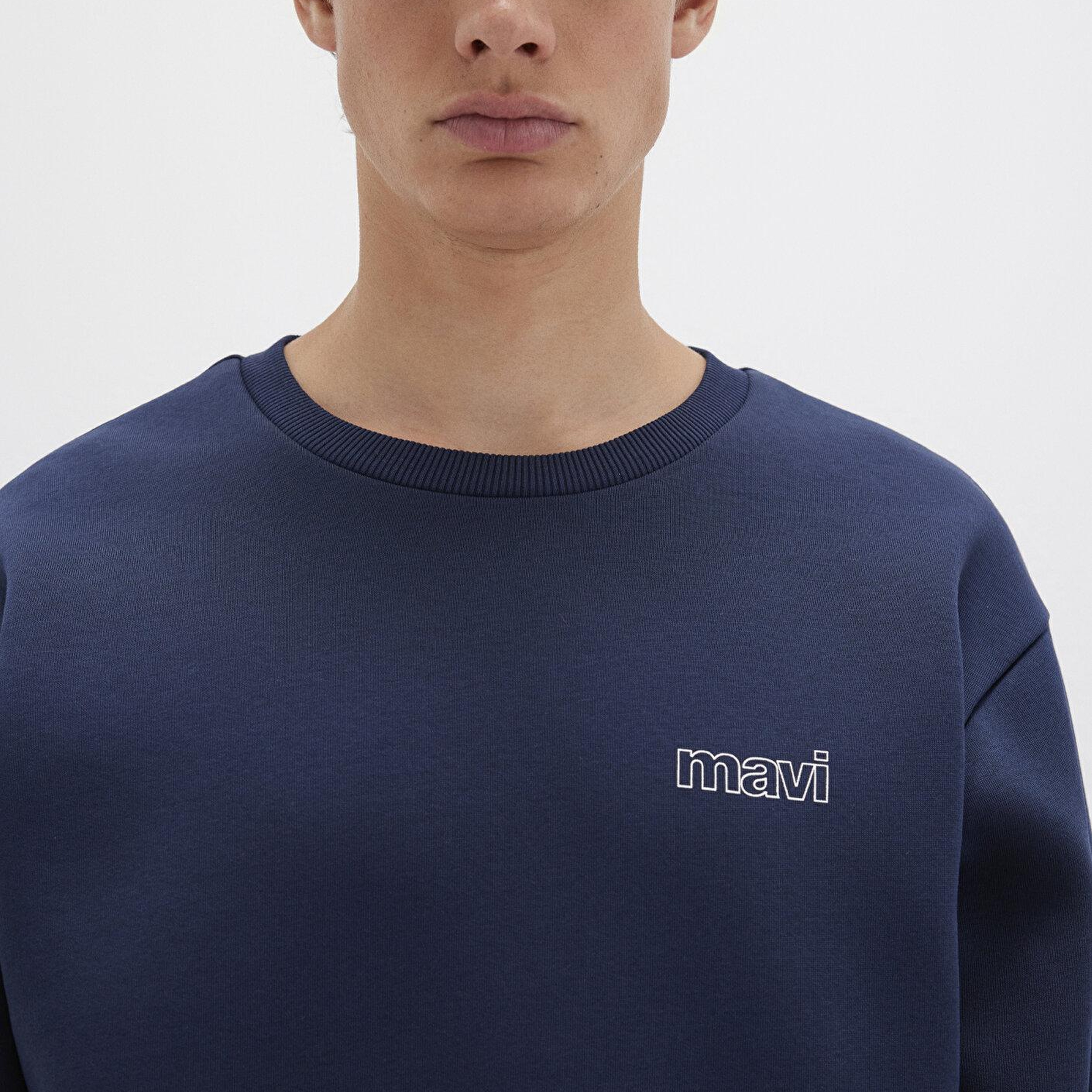 Mavi Mavi Logo Baskılı Lacivert Sweatshirt 0S10379-70488