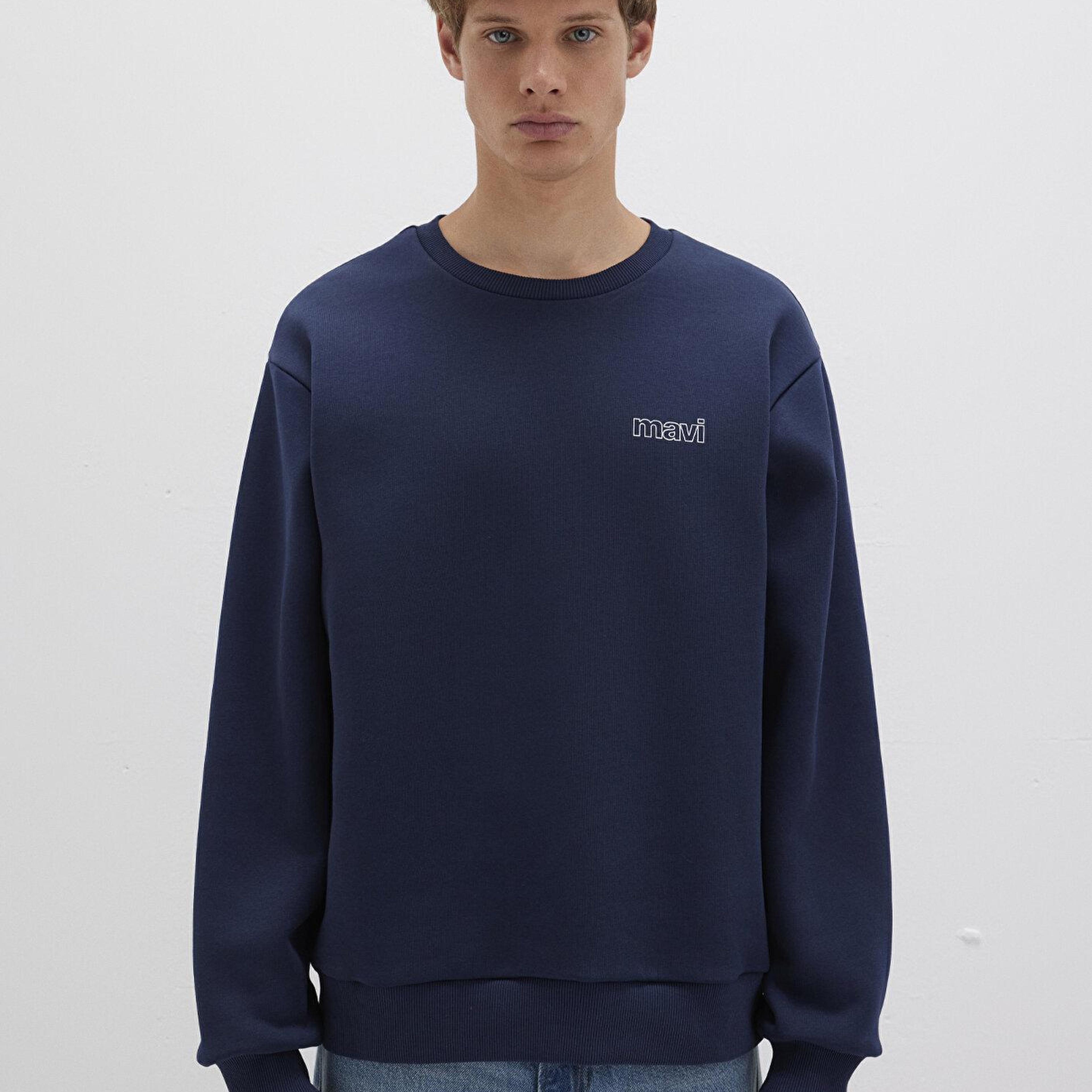 Mavi Mavi Logo Baskılı Lacivert Sweatshirt 0S10379-70488