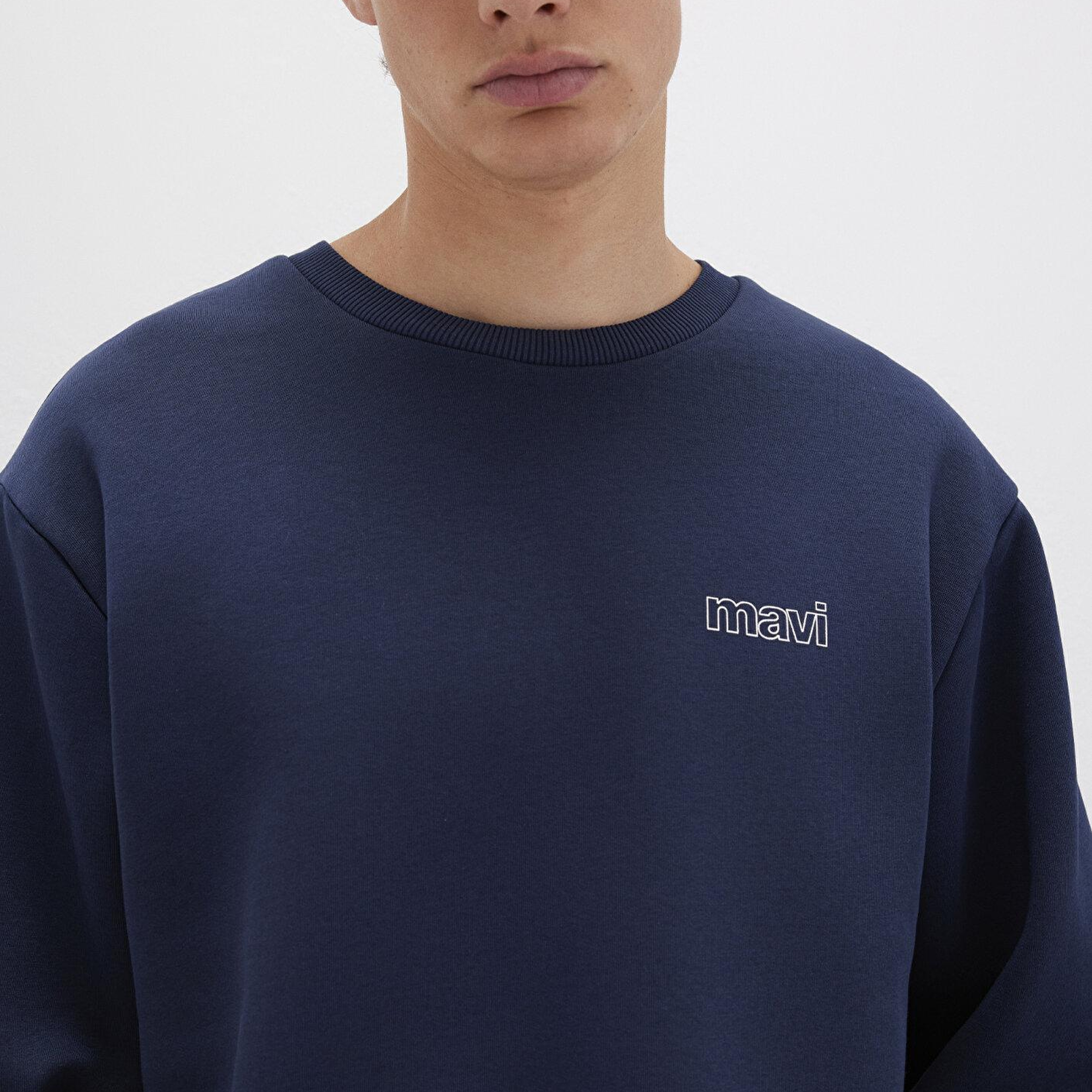 Mavi Mavi Logo Baskılı Lacivert Sweatshirt 0S10379-70488