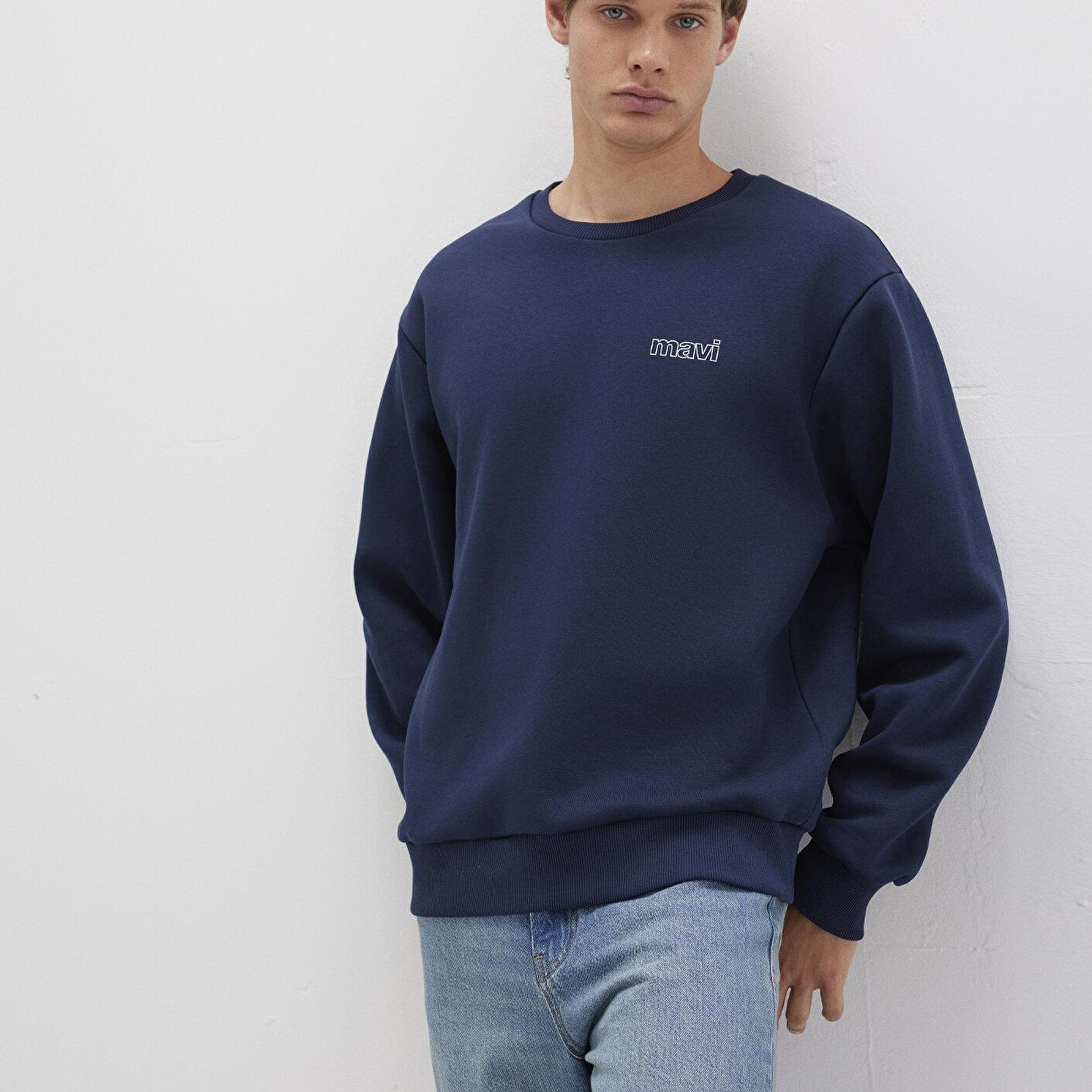 Mavi Mavi Logo Baskılı Lacivert Sweatshirt 0S10379-70488