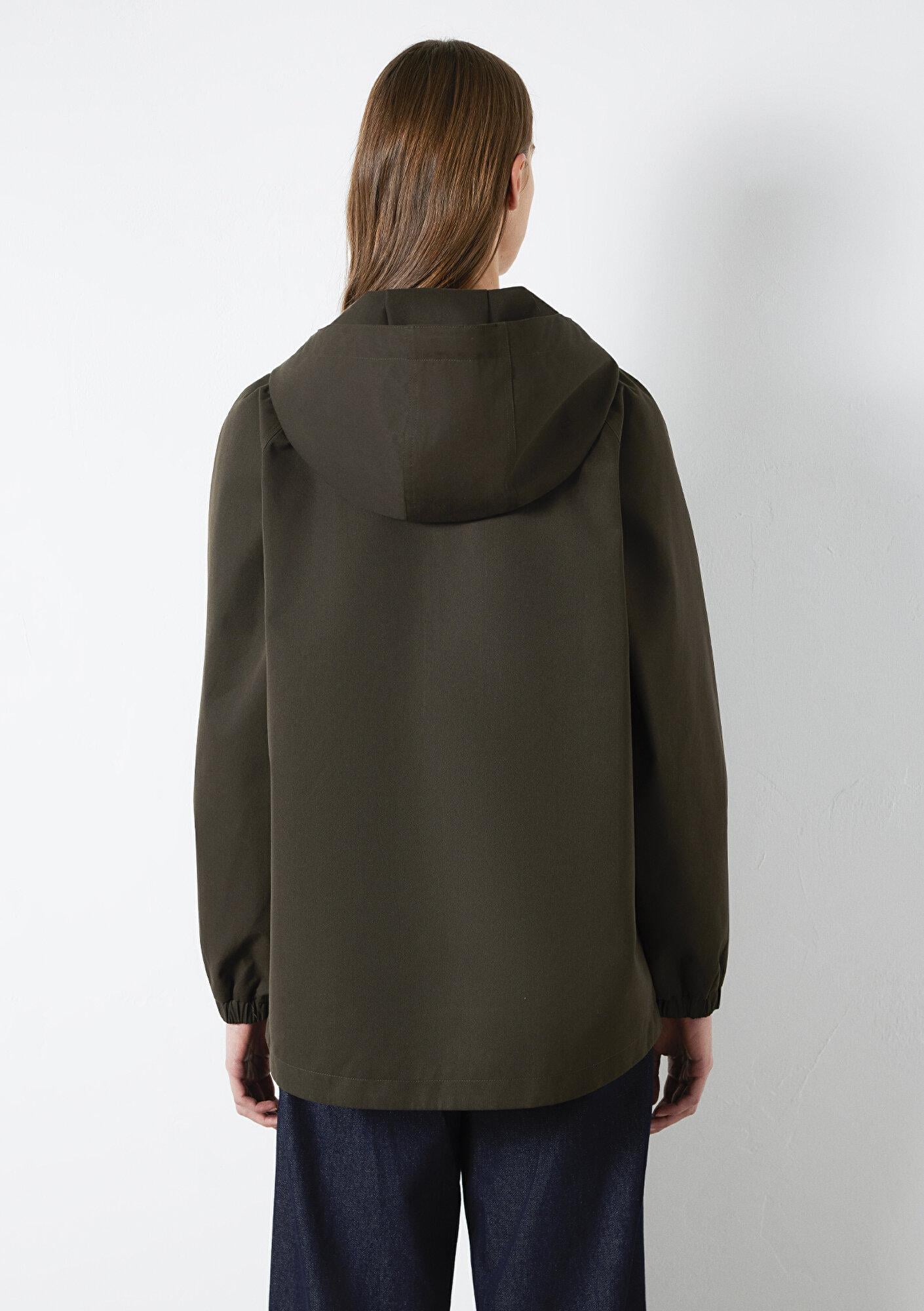 Mavi Kapüşonlu Haki Ceket Loose Fit / Bol Rahat Kesim 1110014-90707