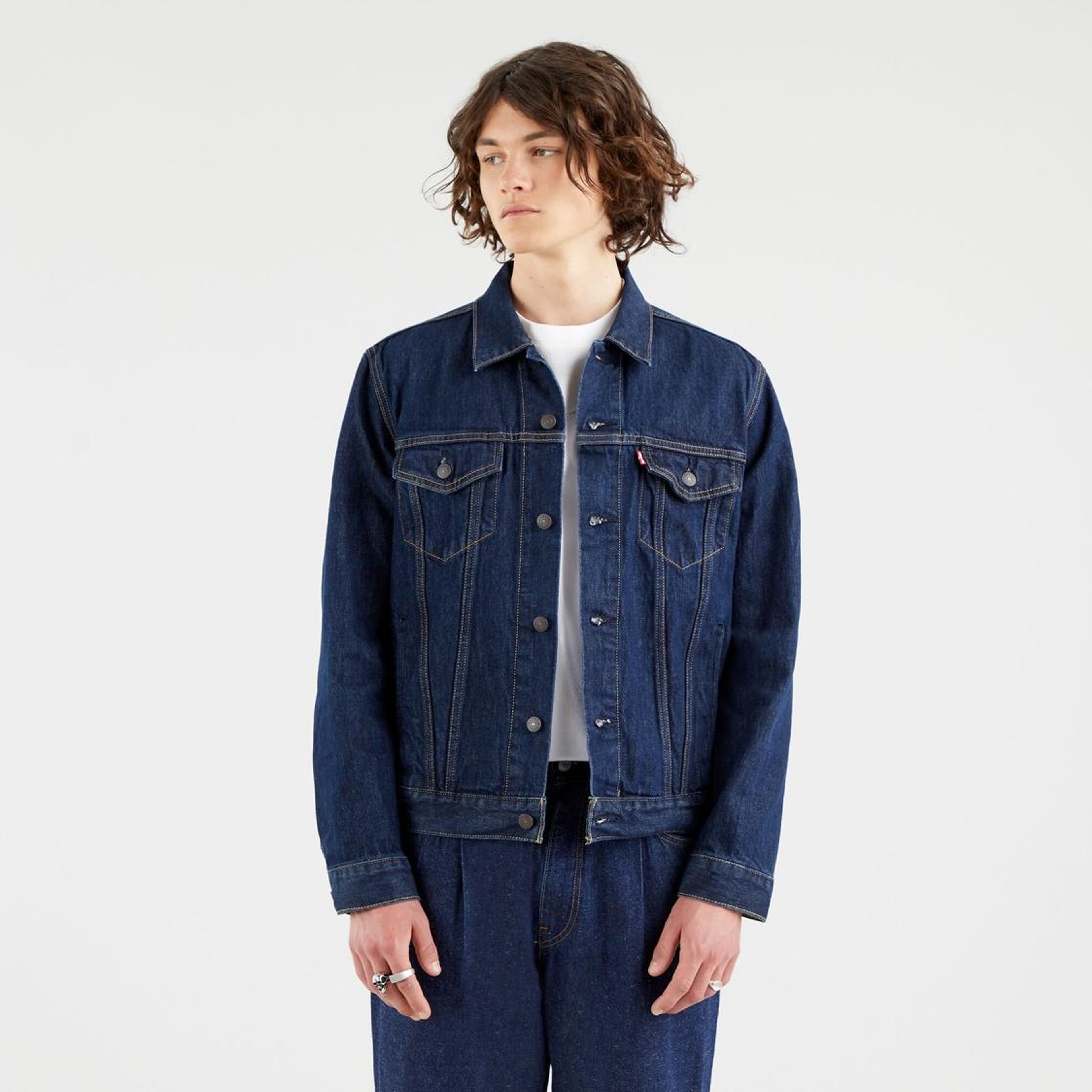 The Trucker Jacket Rockridge Trucker Orta İndigo Erkek Trucker Ceket
