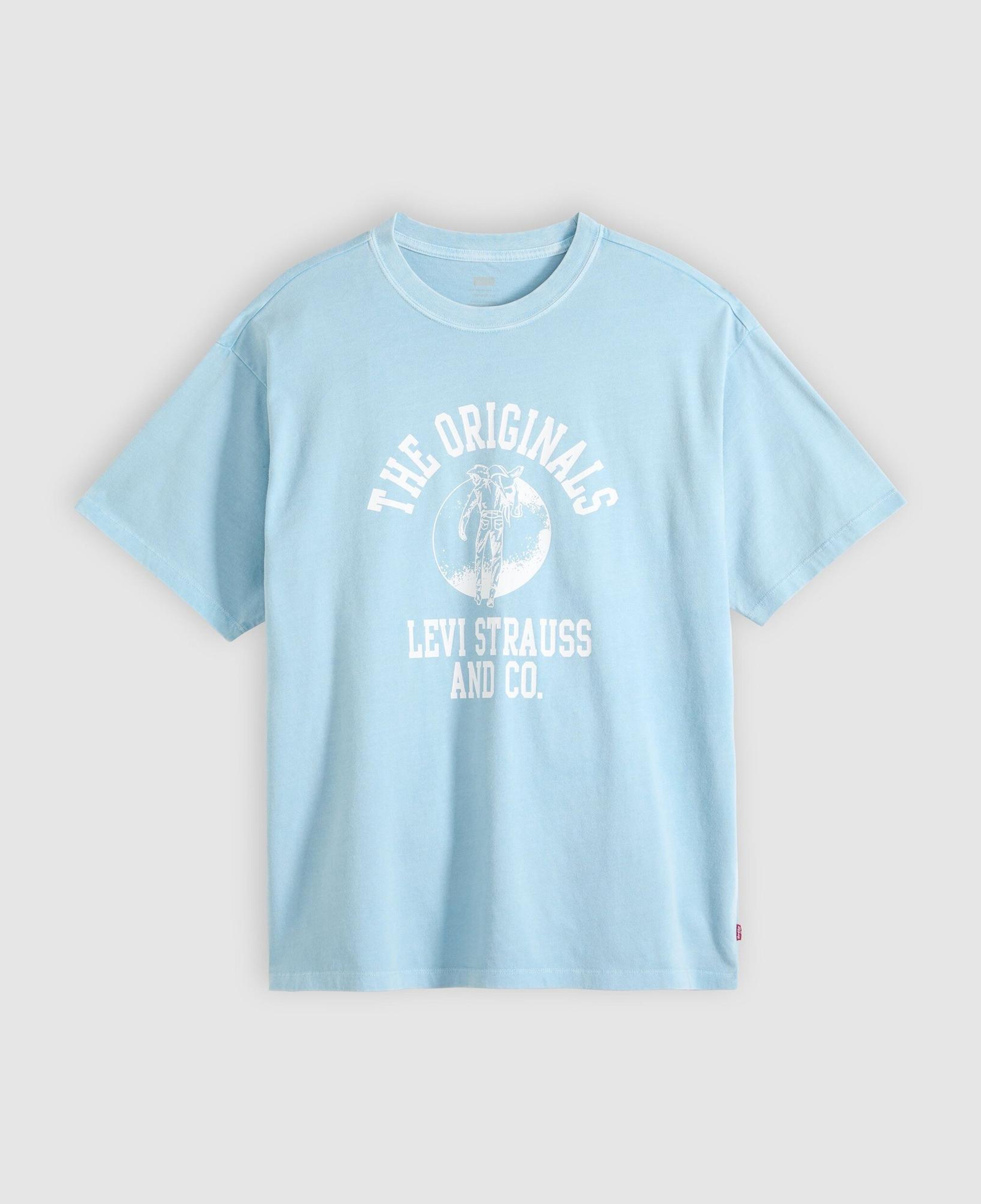 Baskılı Vintage Fit Mavi Tişört