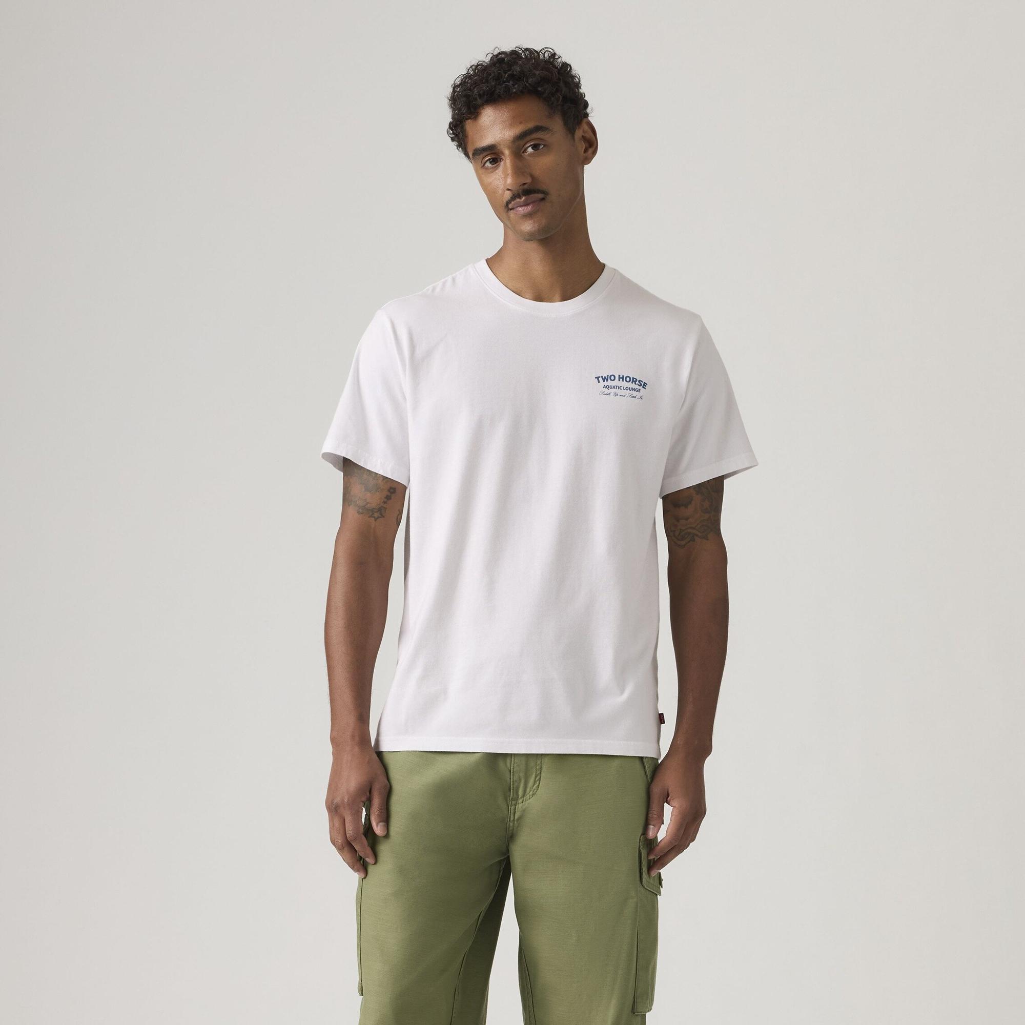 Relaxed Fit Baskılı Beyaz Tişört
