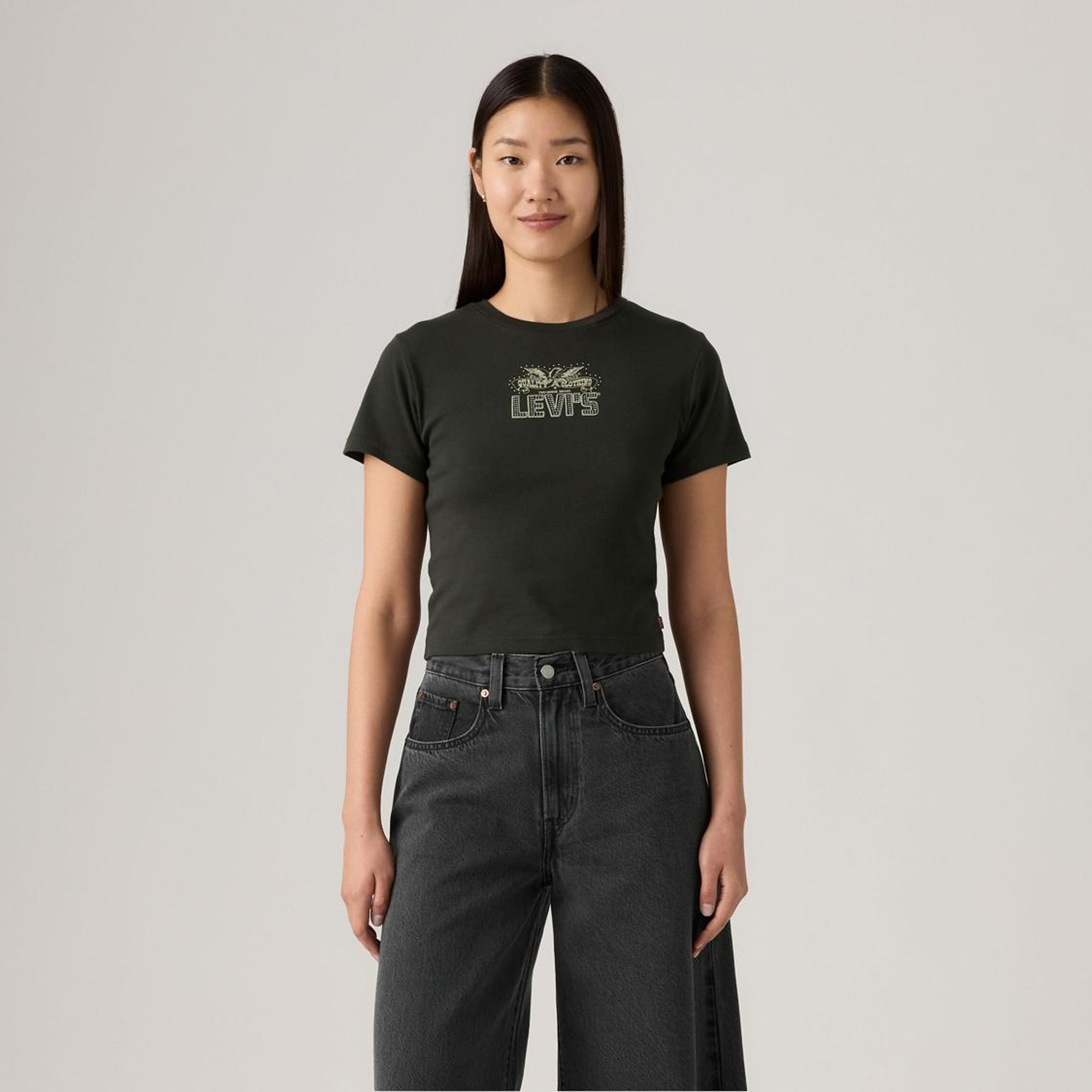 Slim Fit Essential Baskılı Siyah Tişört