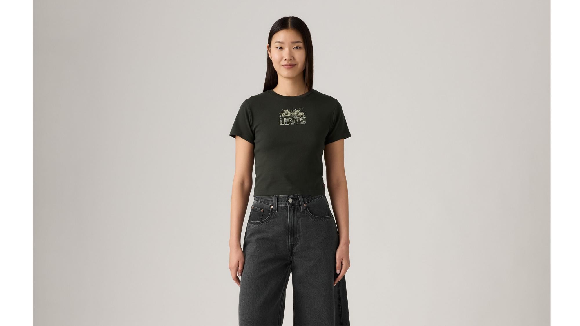 Slim Fit Essential Baskılı Siyah Tişört