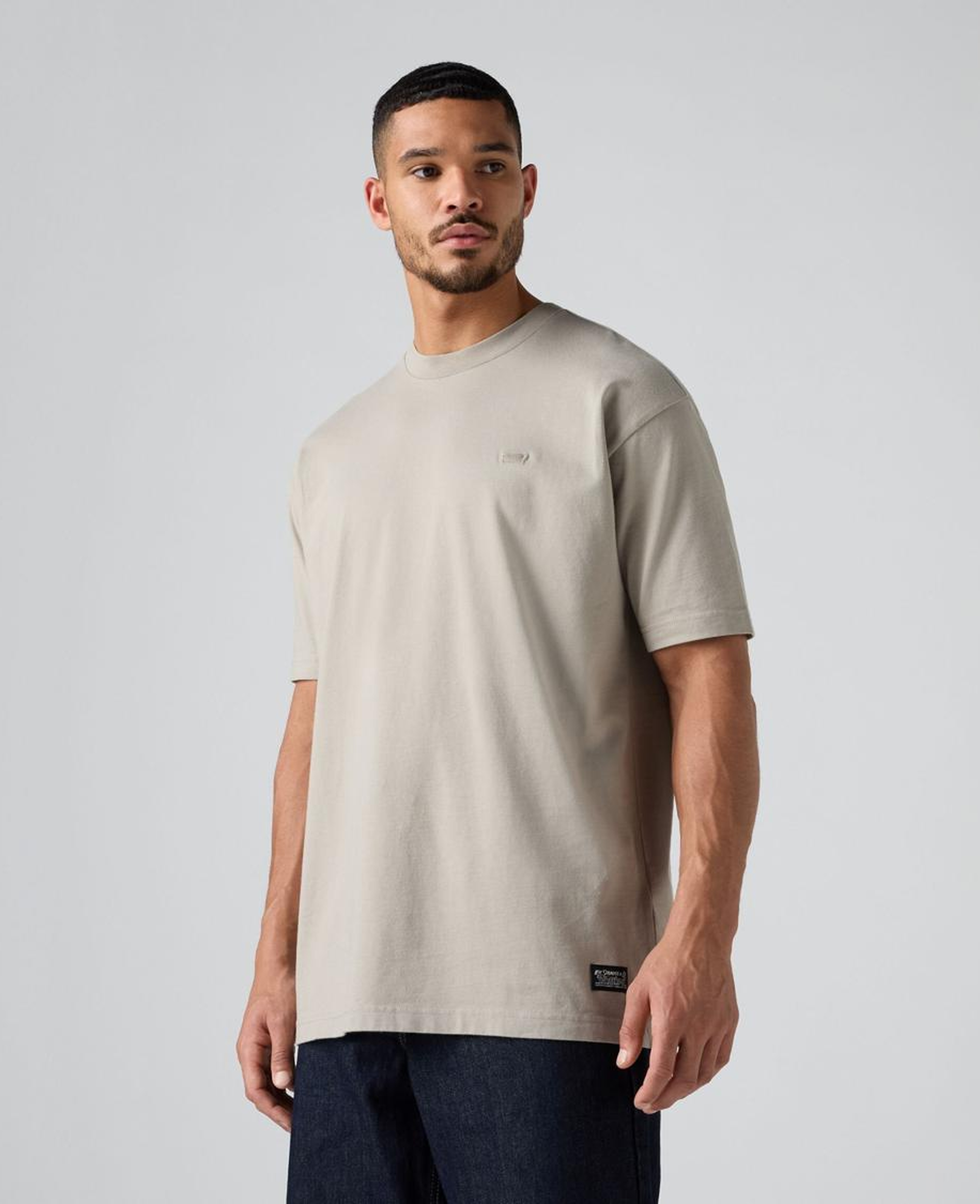 Box Basic Baskılı Oversize Bej Tişört