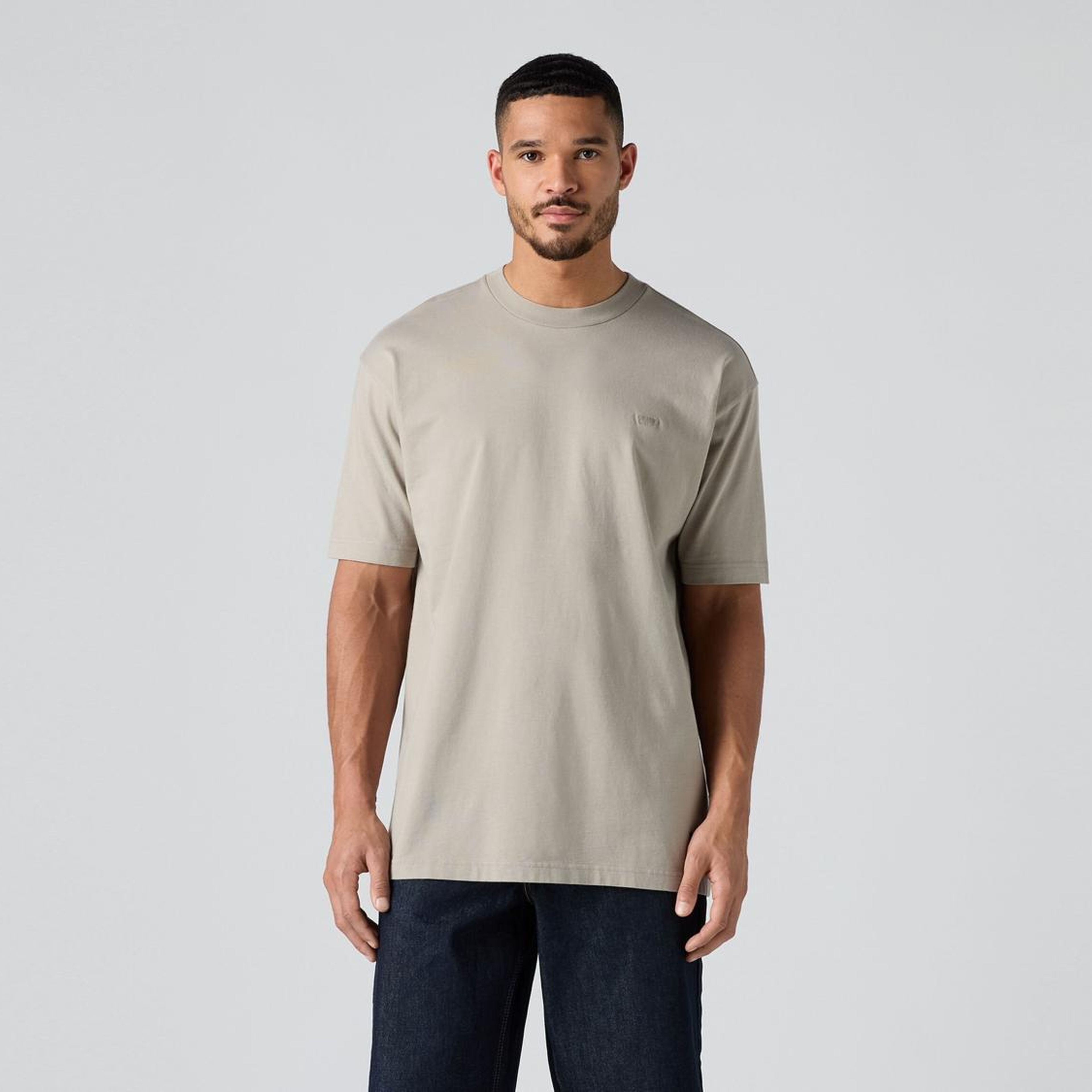 Box Basic Baskılı Oversize Bej Tişört