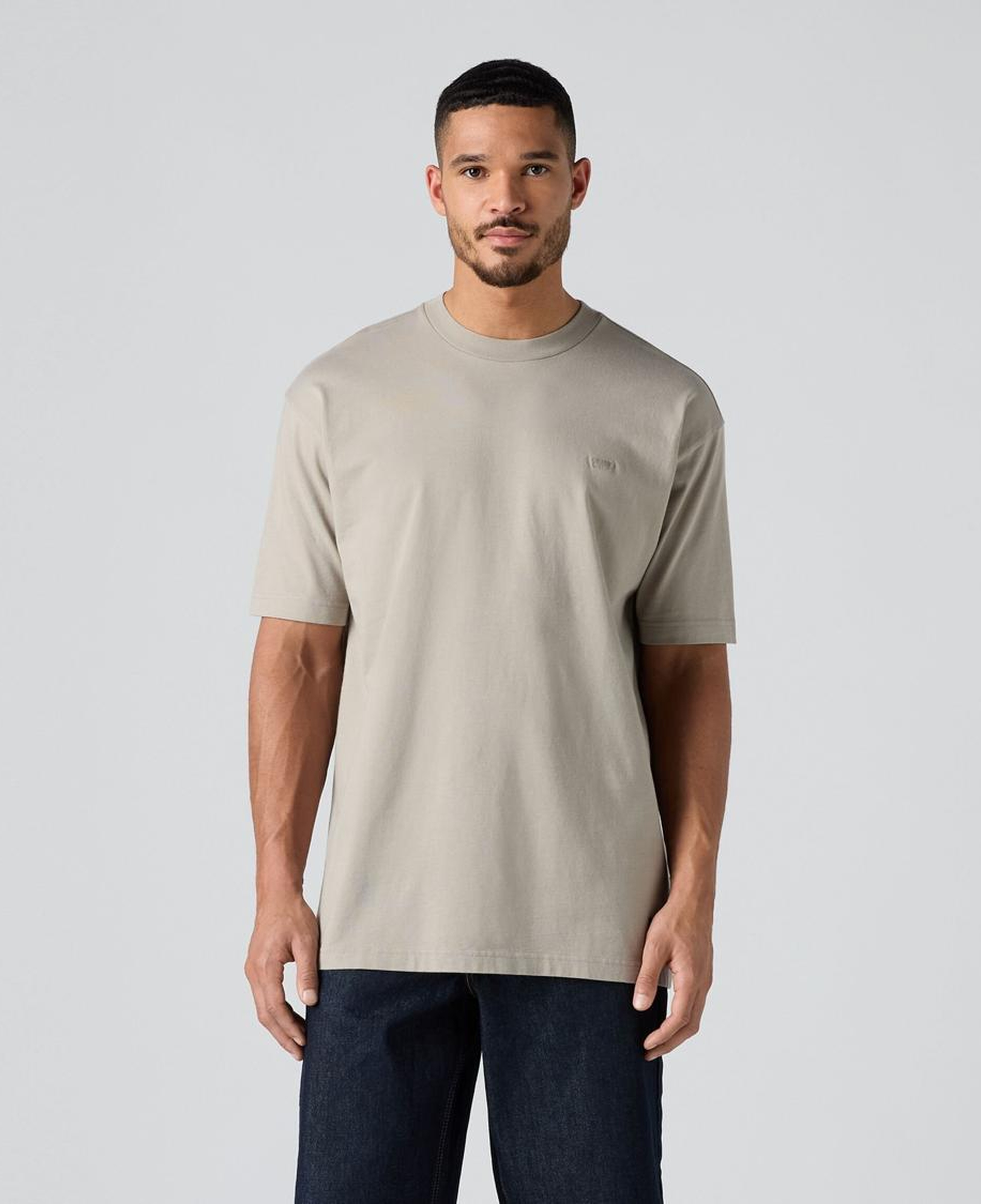 Box Basic Baskılı Oversize Bej Tişört