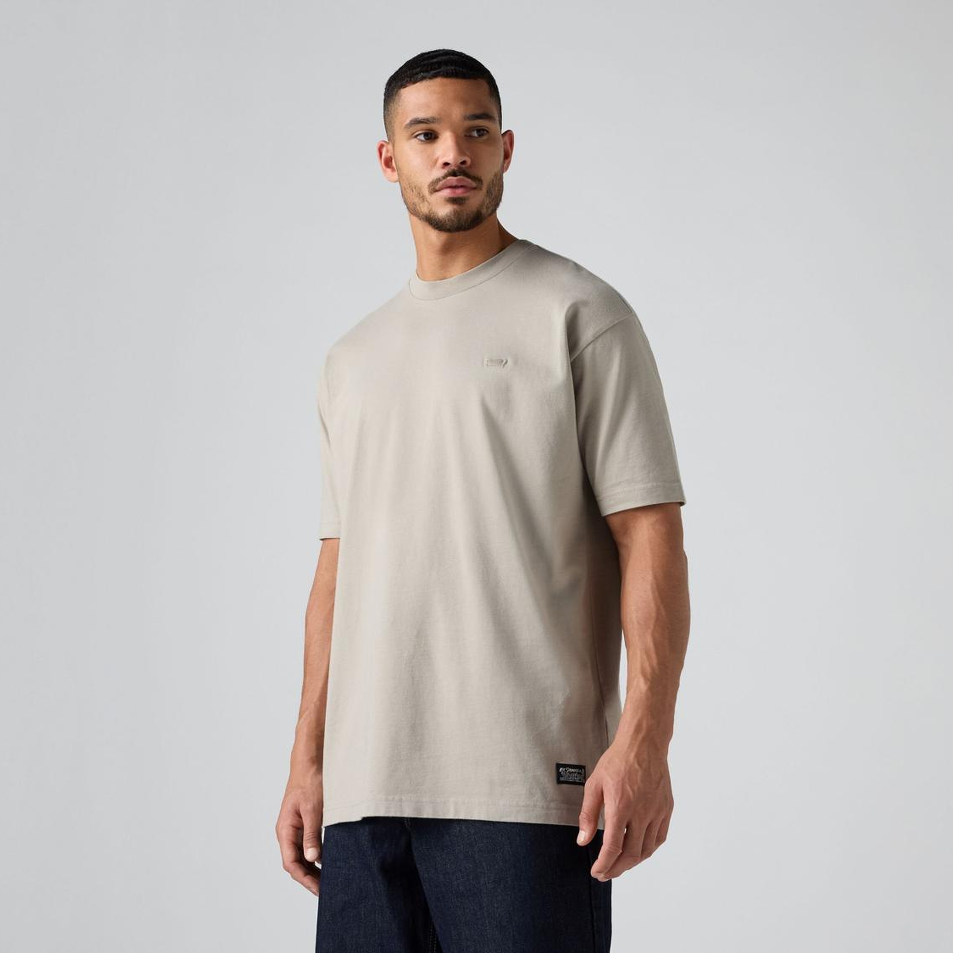 Box Basic Baskılı Oversize Bej Tişört