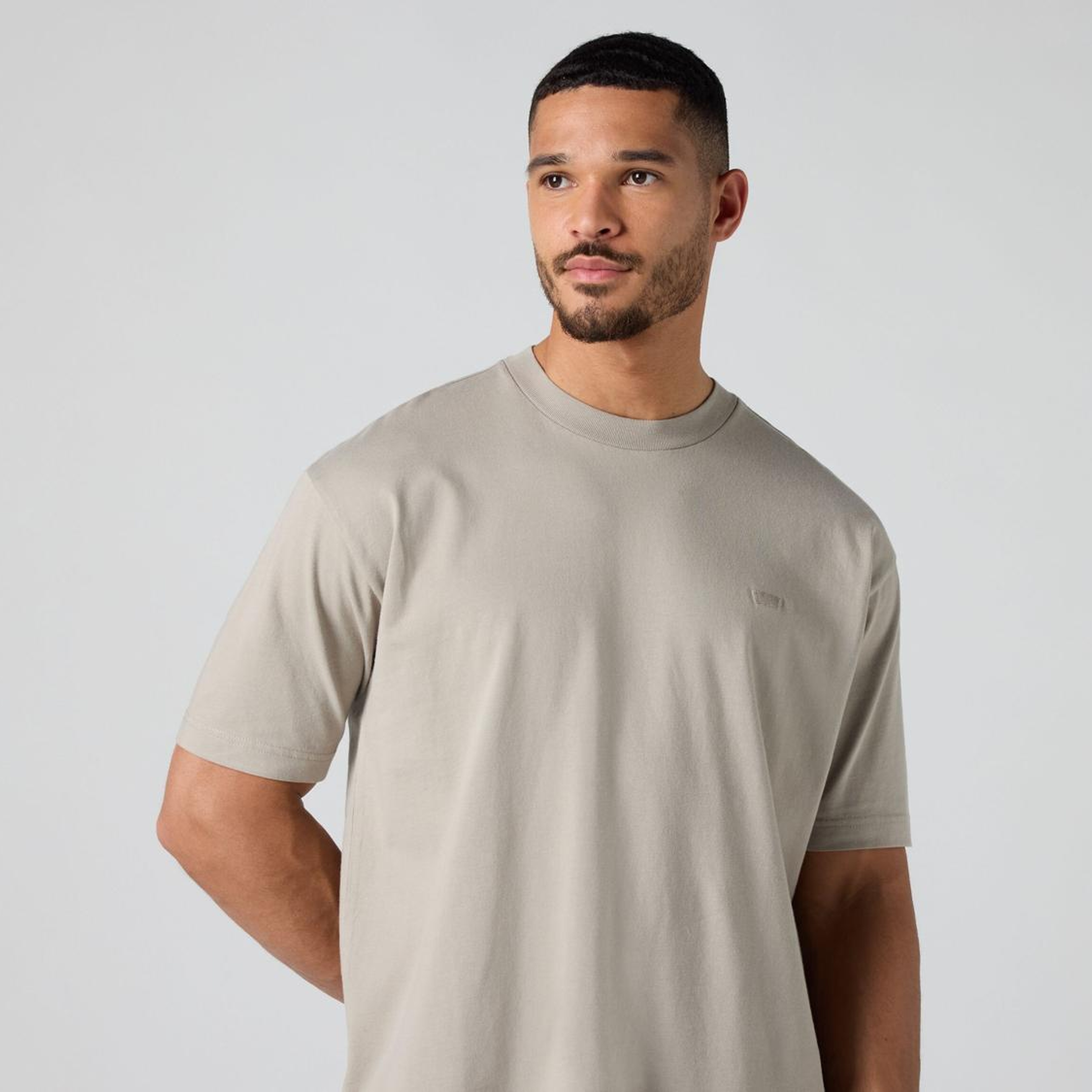 Box Basic Baskılı Oversize Bej Tişört