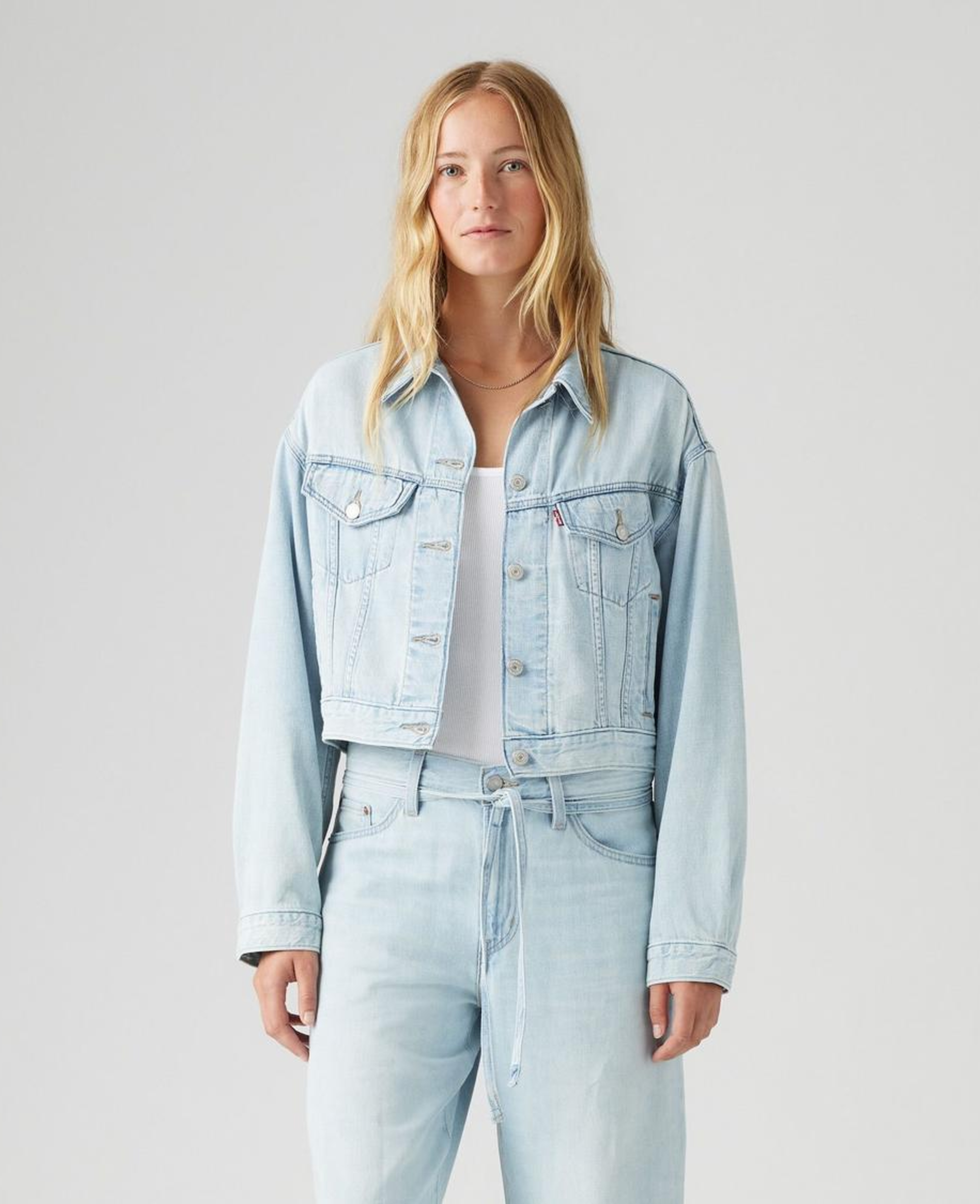Shrunken '90s Linen+ Denim Trucker Ceket
