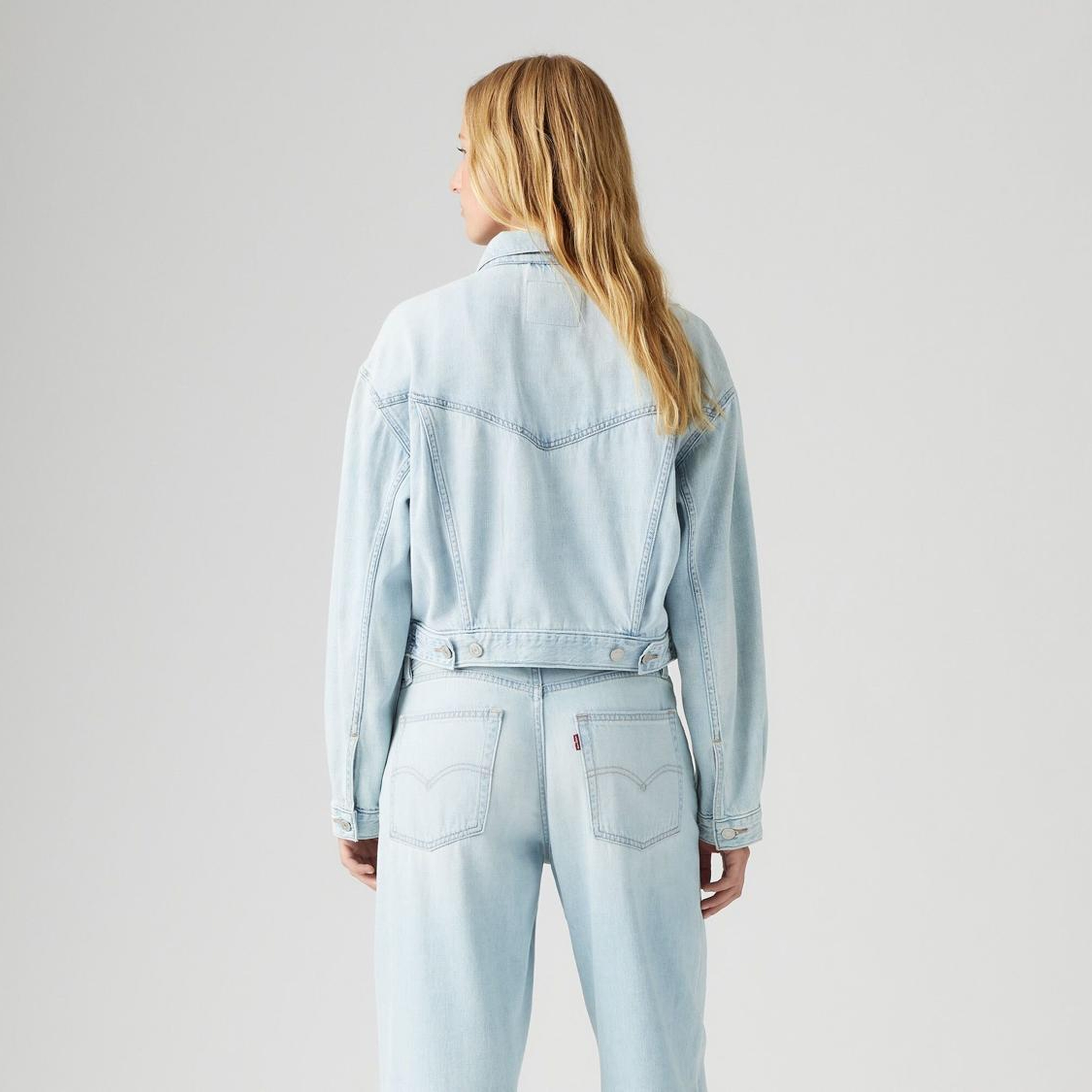 Shrunken '90s Linen+ Denim Trucker Ceket