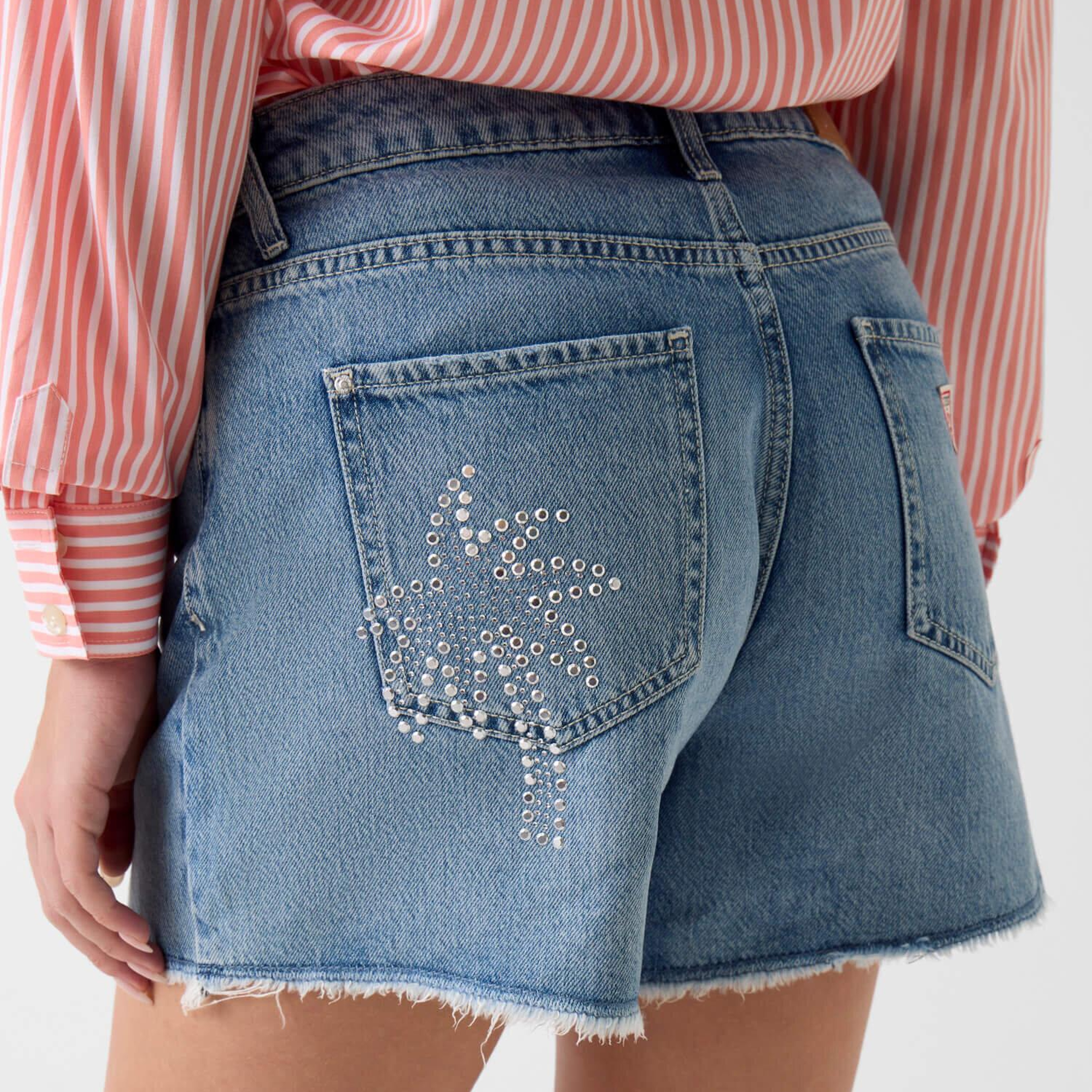 Indigo Kadın Relaxed Fit Denim Şort