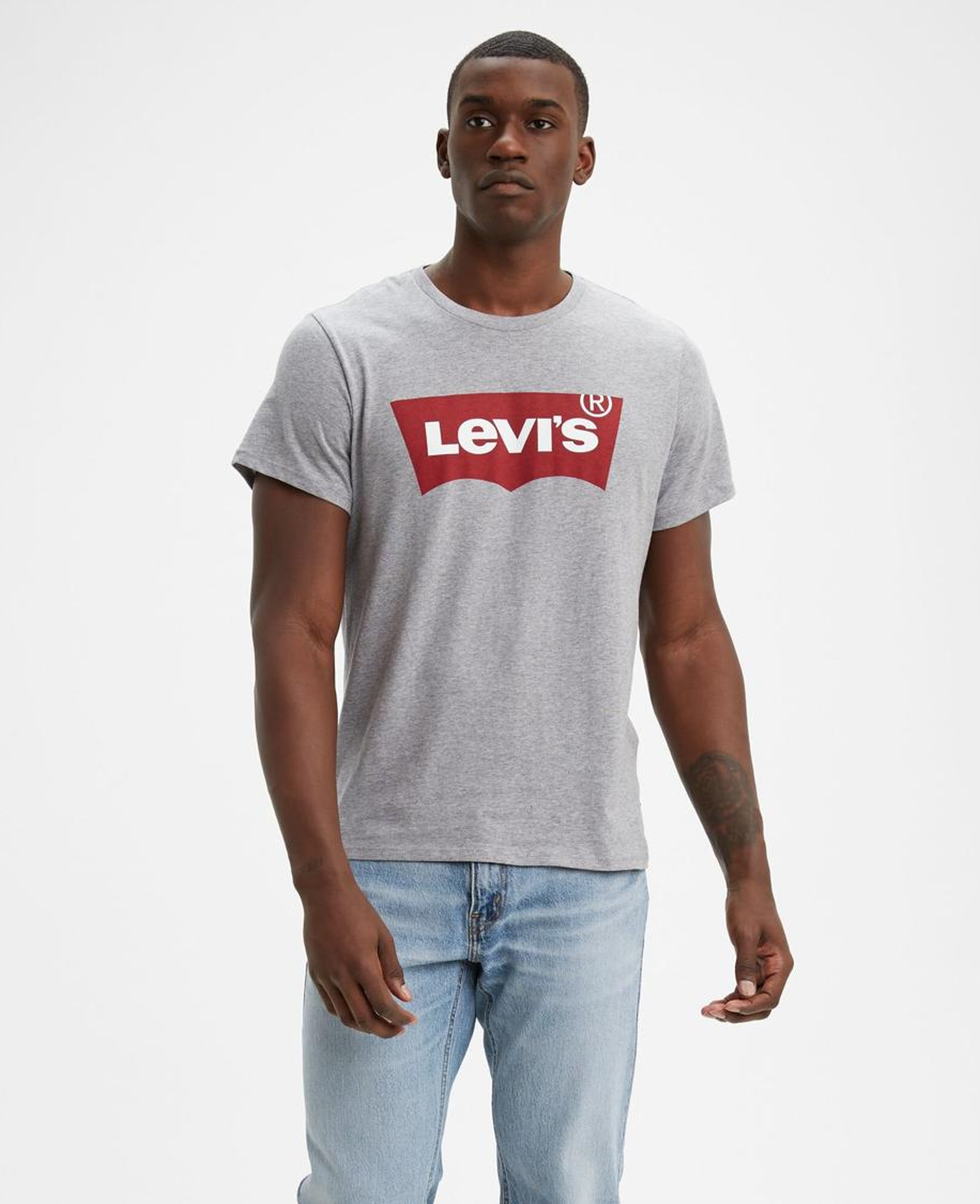 Graphic Set-In Neck Gri Erkek Tişört