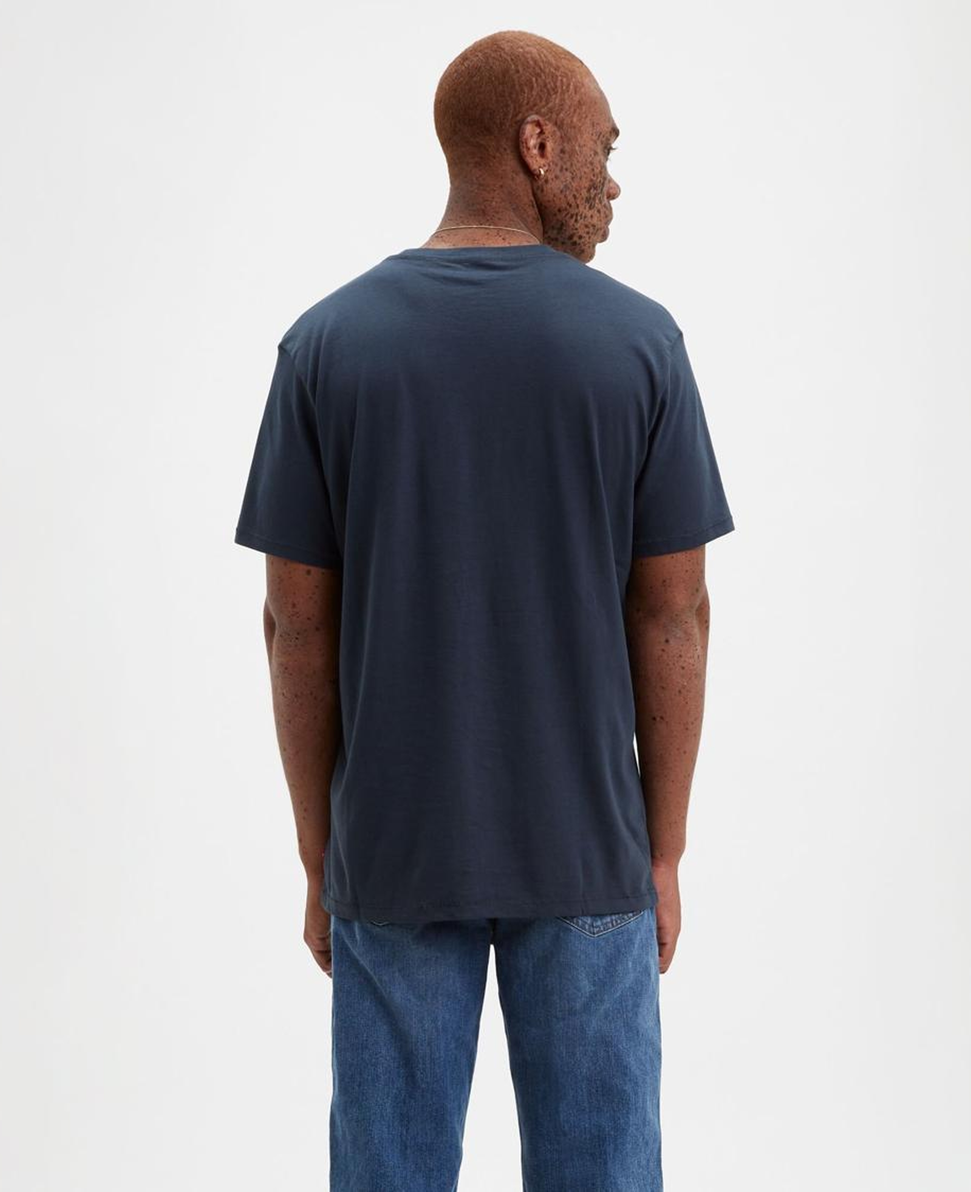 Baskılı Set-In Neck Mavi Tişört
