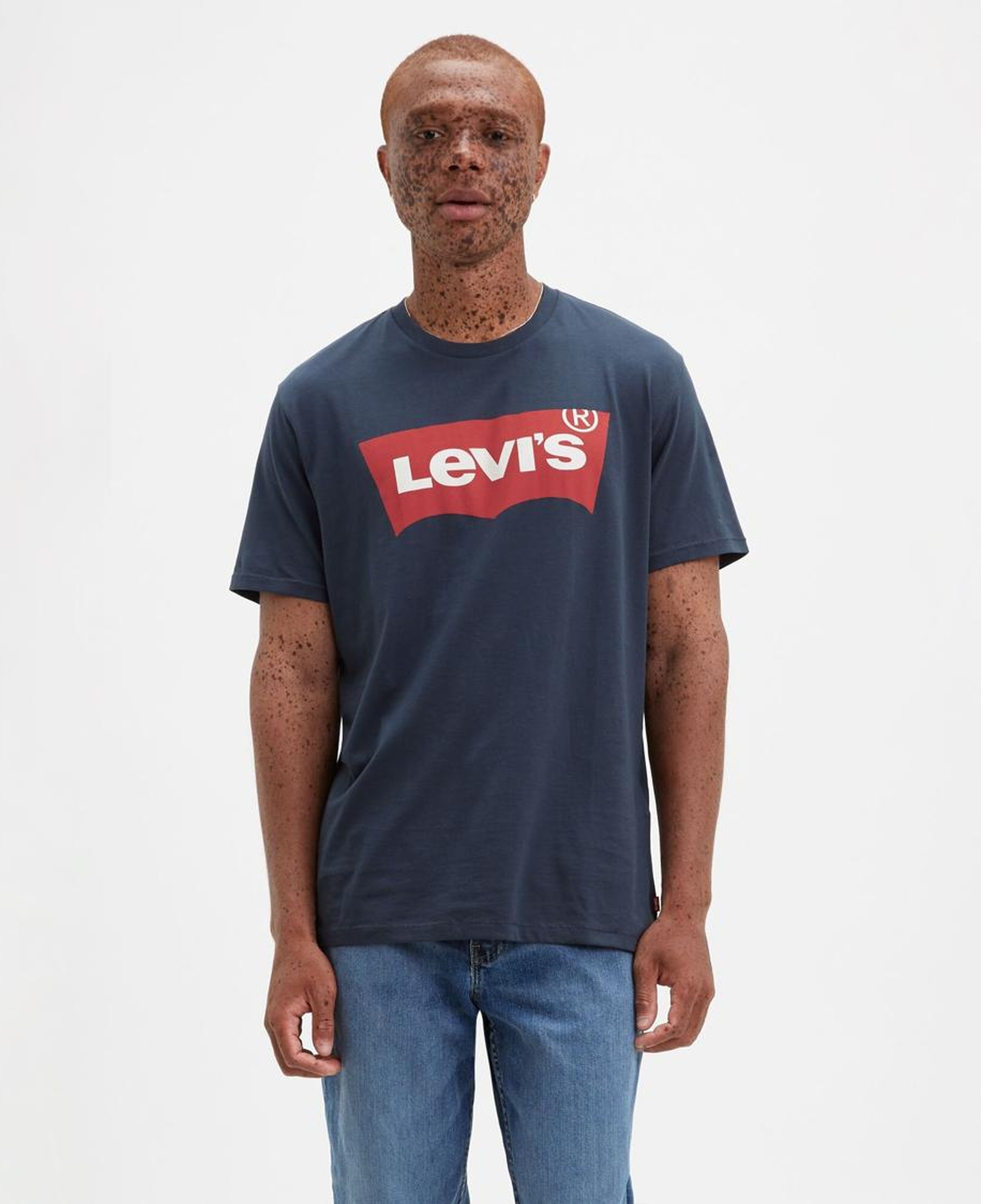 Baskılı Set-In Neck Mavi Tişört