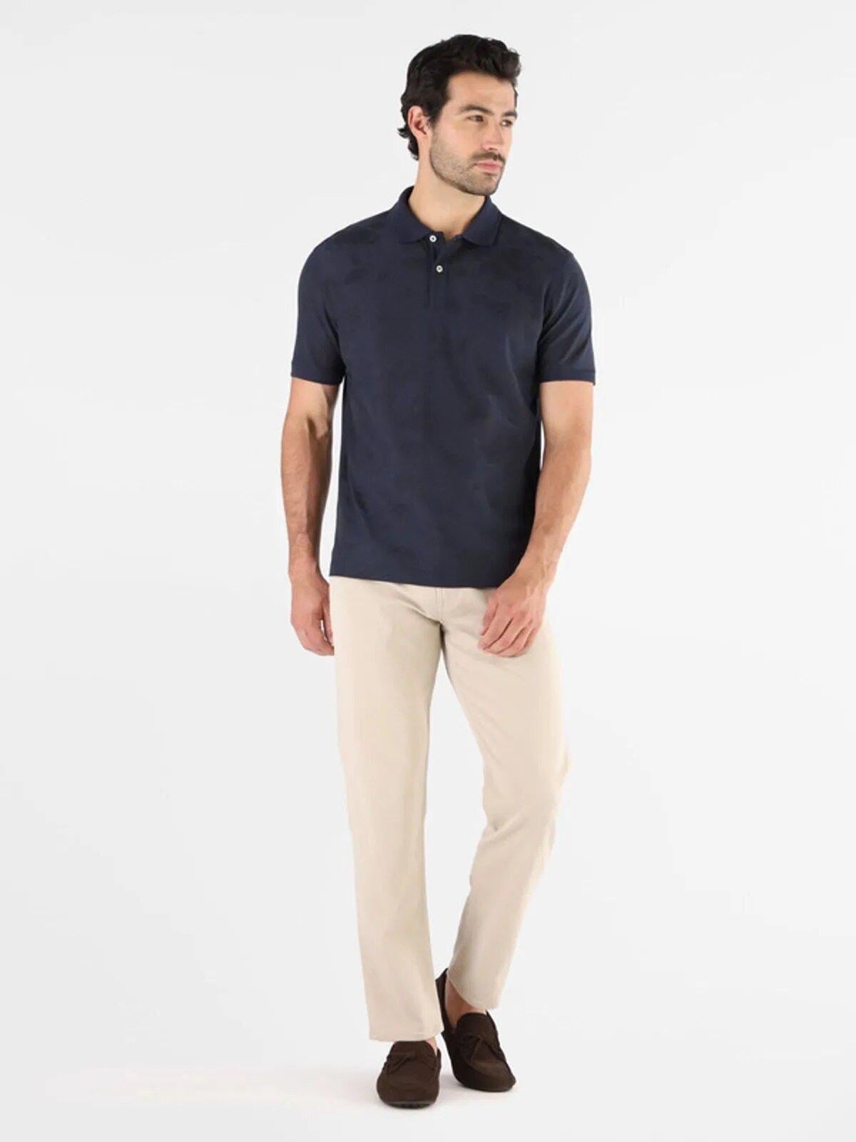 Jacquard Erkek Modal Karışımlı Regular Fit Polo T-Shirt