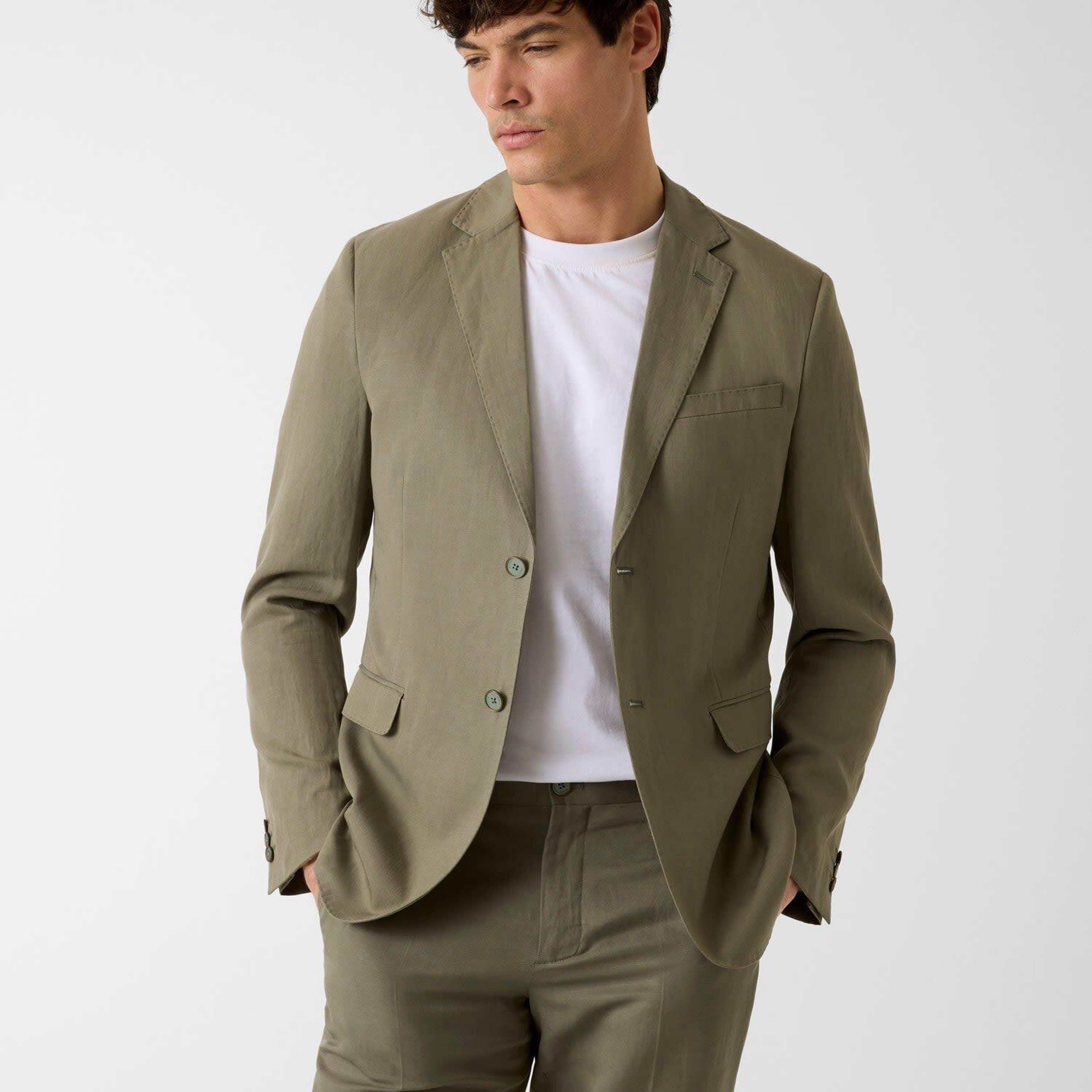 Eaton Erkek Keten Karışımlı Vatkalı Blazer