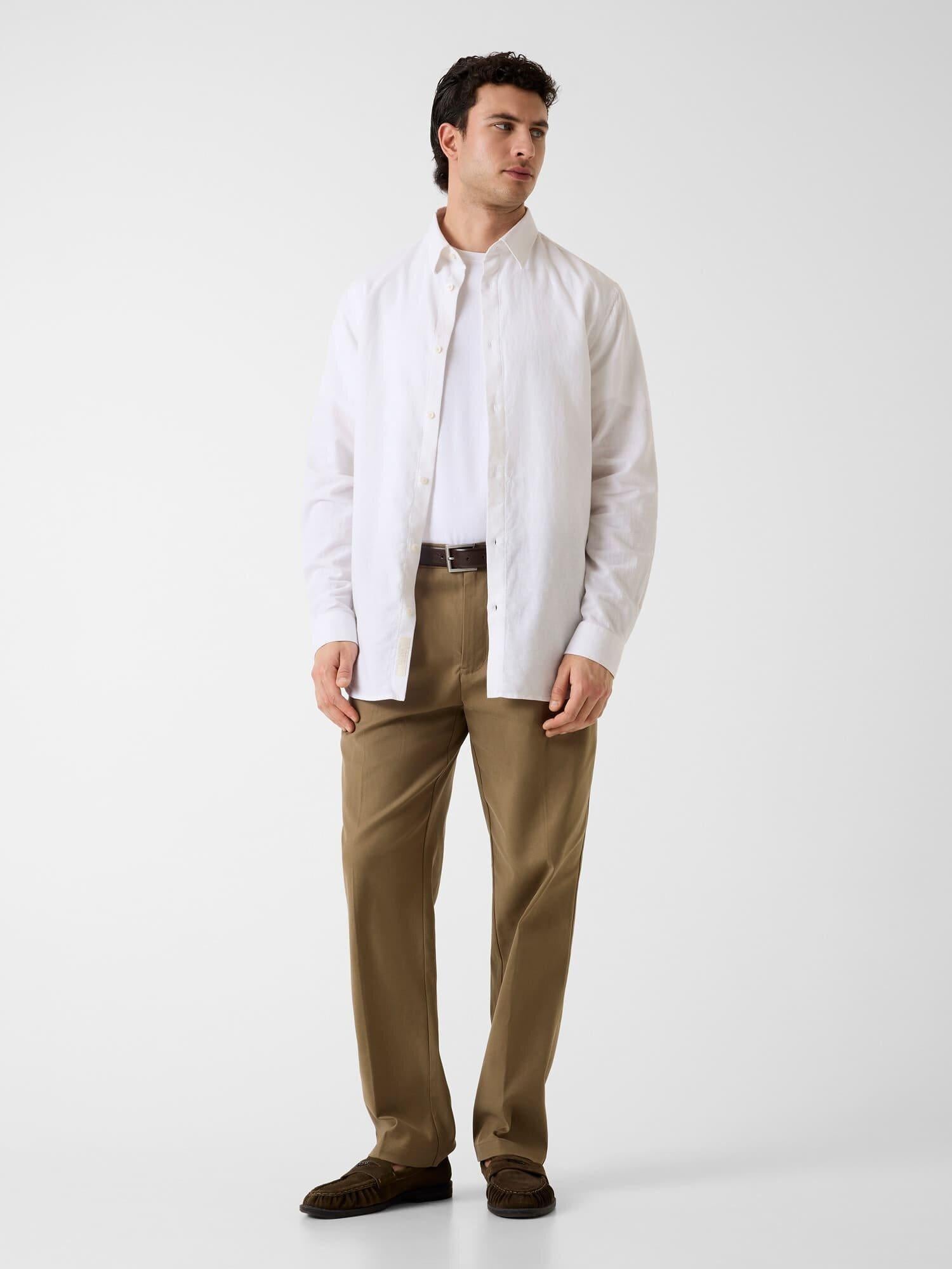 Slub Erkek Keten Karışımlı Regular Fit Gömlek