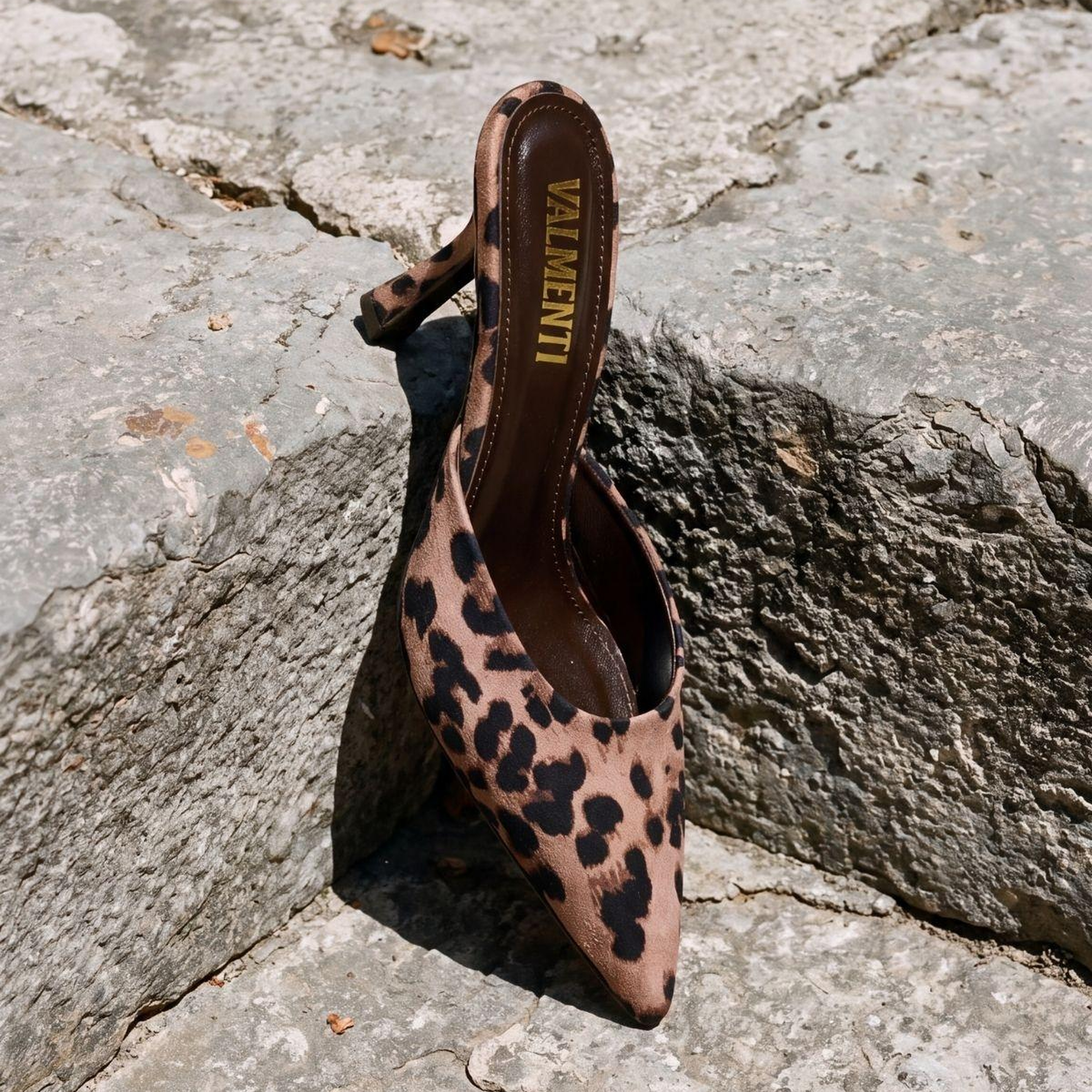 Valmenti Kadın Tekstil Leopar Topuklu Terlik