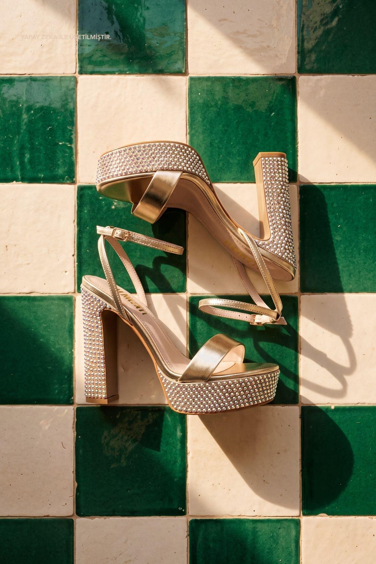Valmenti Kadın Suni Deri Gold Night Shoes Ayakkabı