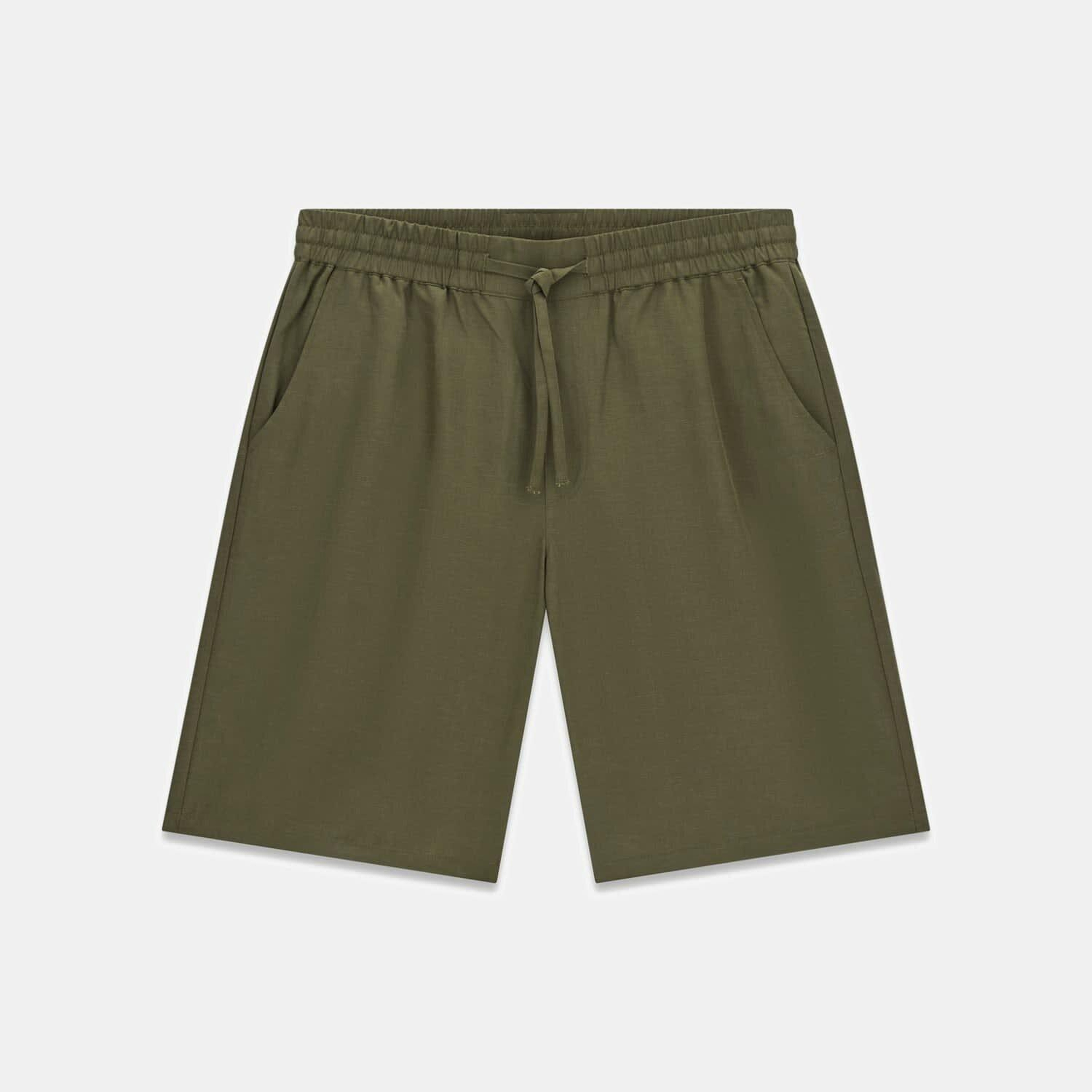Slub Erkek Keten Karışımlı Loose Fit Şort