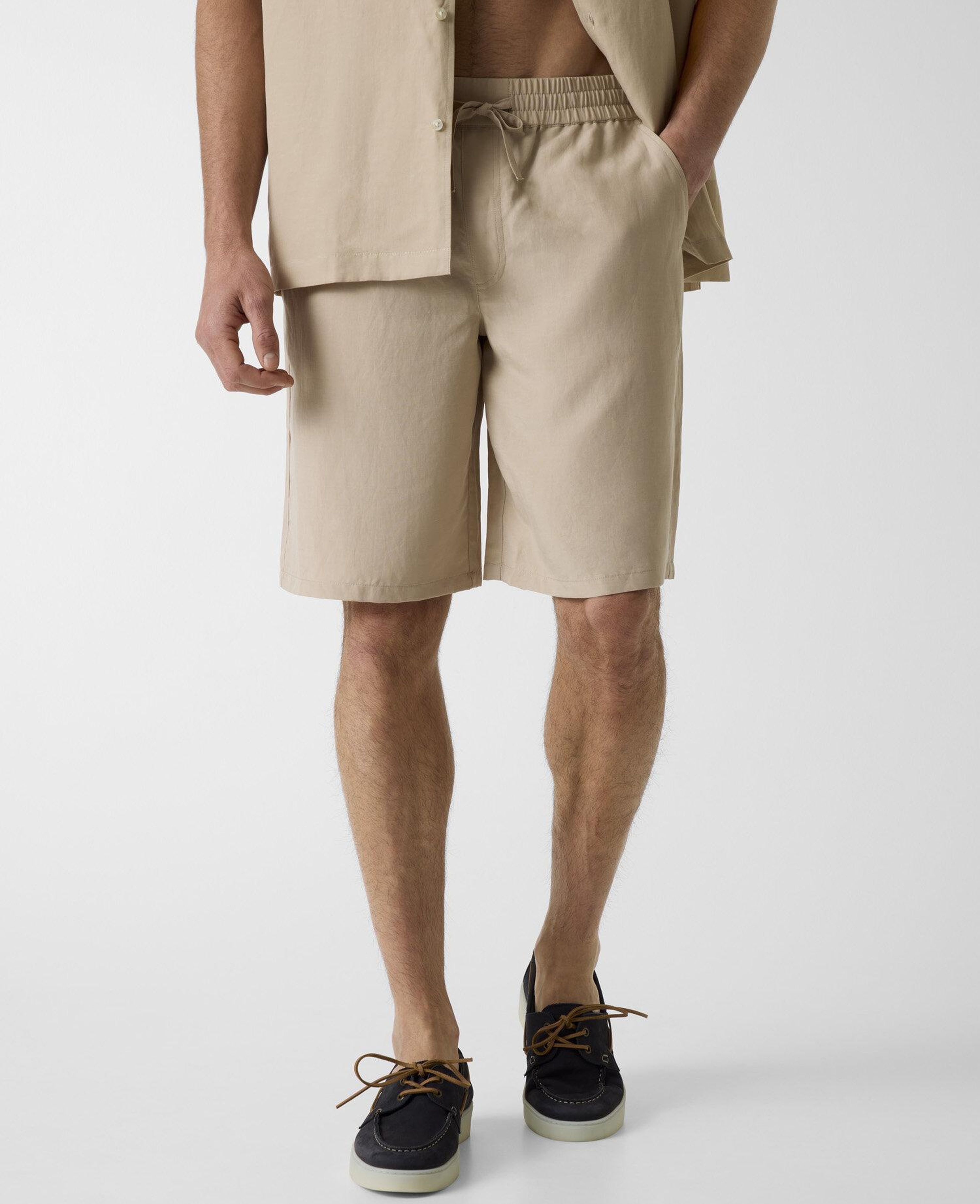 Slub Erkek Keten Karışımlı Loose Fit Şort