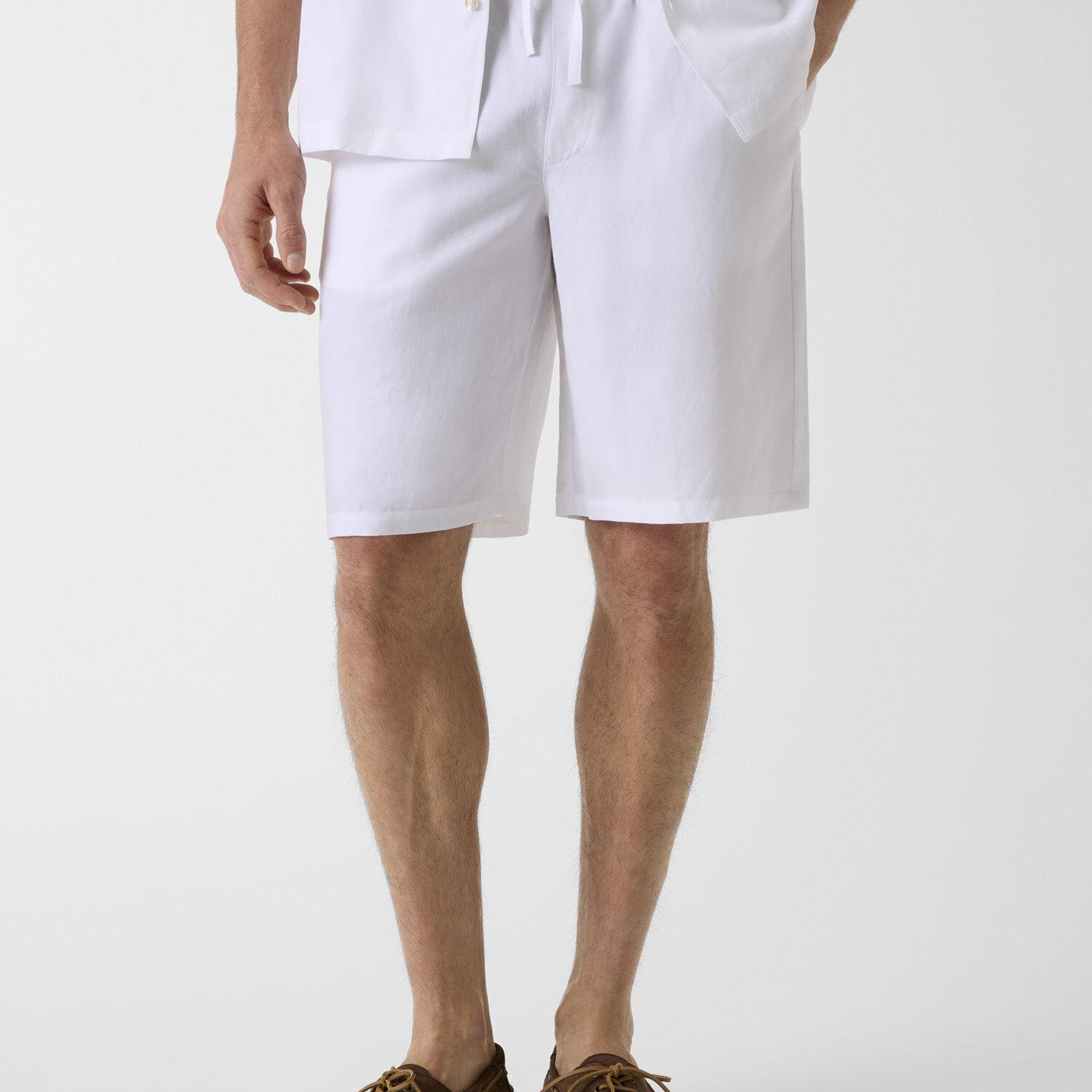 Slub Erkek Keten Karışımlı Loose Fit Şort