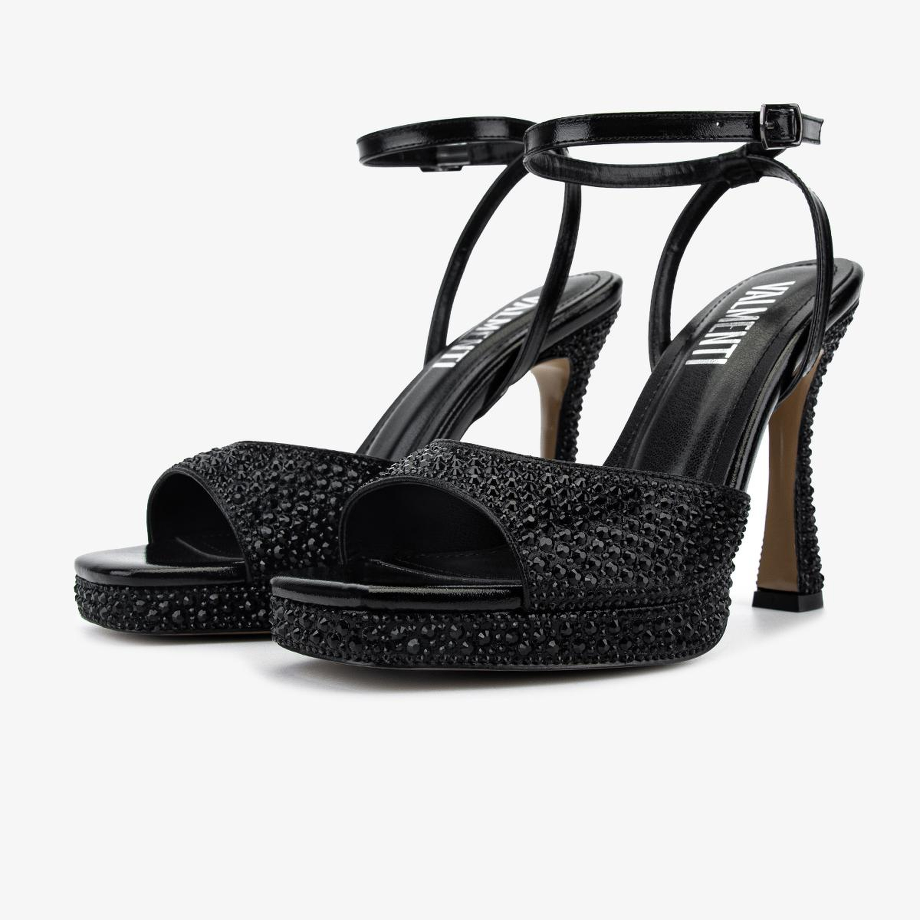 Valmenti Kadın Suni Deri Siyah Taşlı Night Shoes Ayakkabı