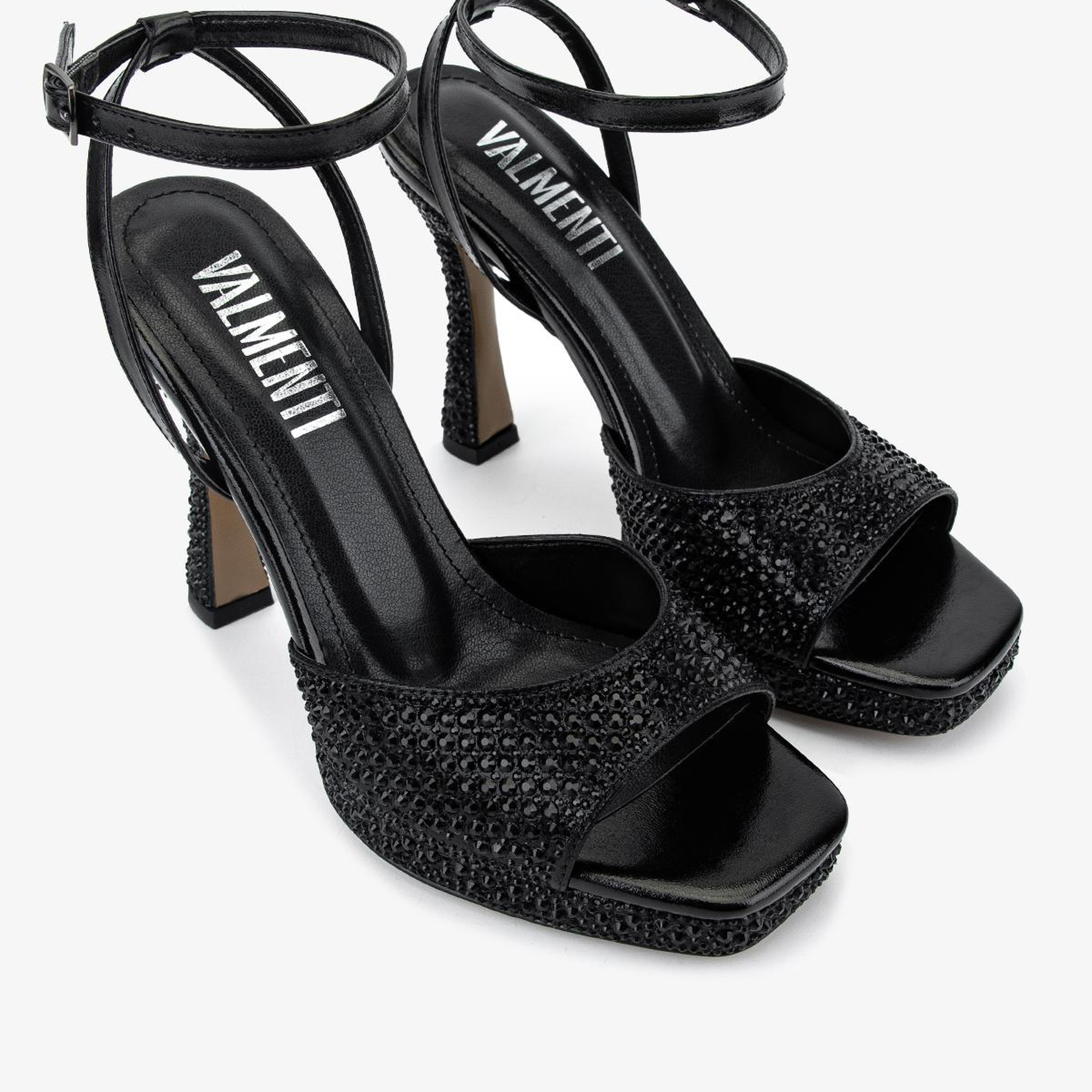 Valmenti Kadın Suni Deri Siyah Taşlı Night Shoes Ayakkabı