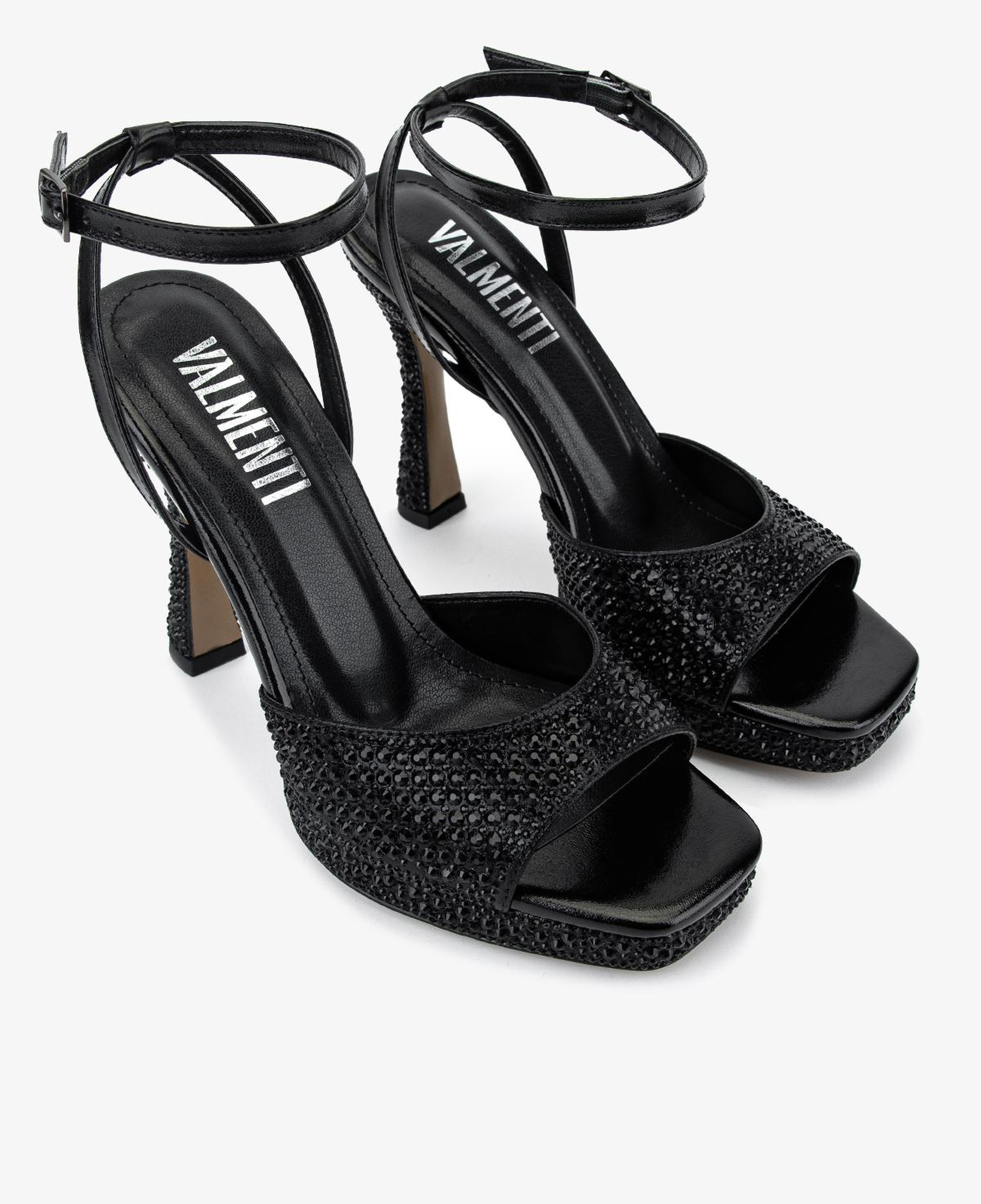 Valmenti Kadın Suni Deri Siyah Taşlı Night Shoes Ayakkabı