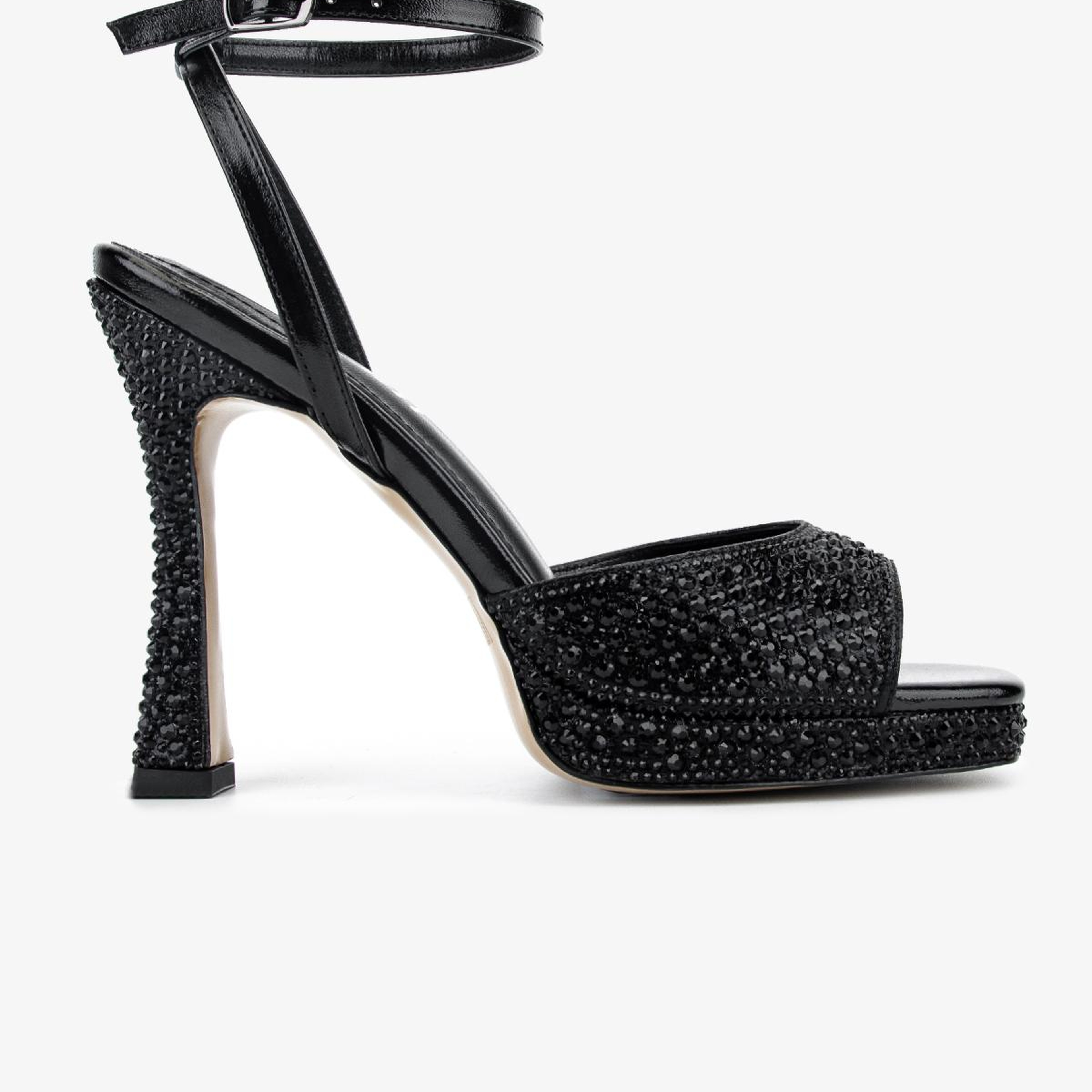 Valmenti Kadın Suni Deri Siyah Taşlı Night Shoes Ayakkabı