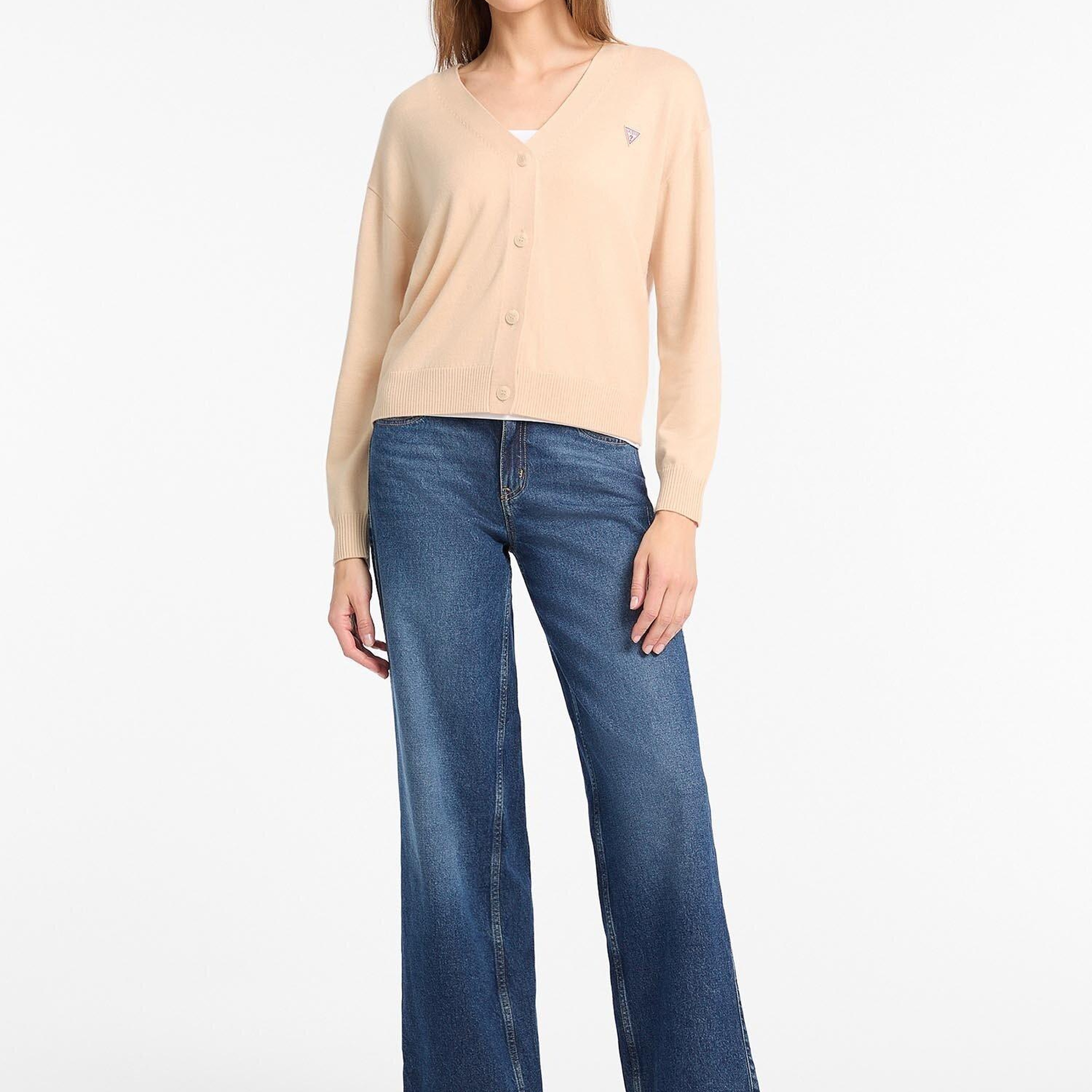 Guess Jeans Kadın Ipek Karışımlı Triko Hırka