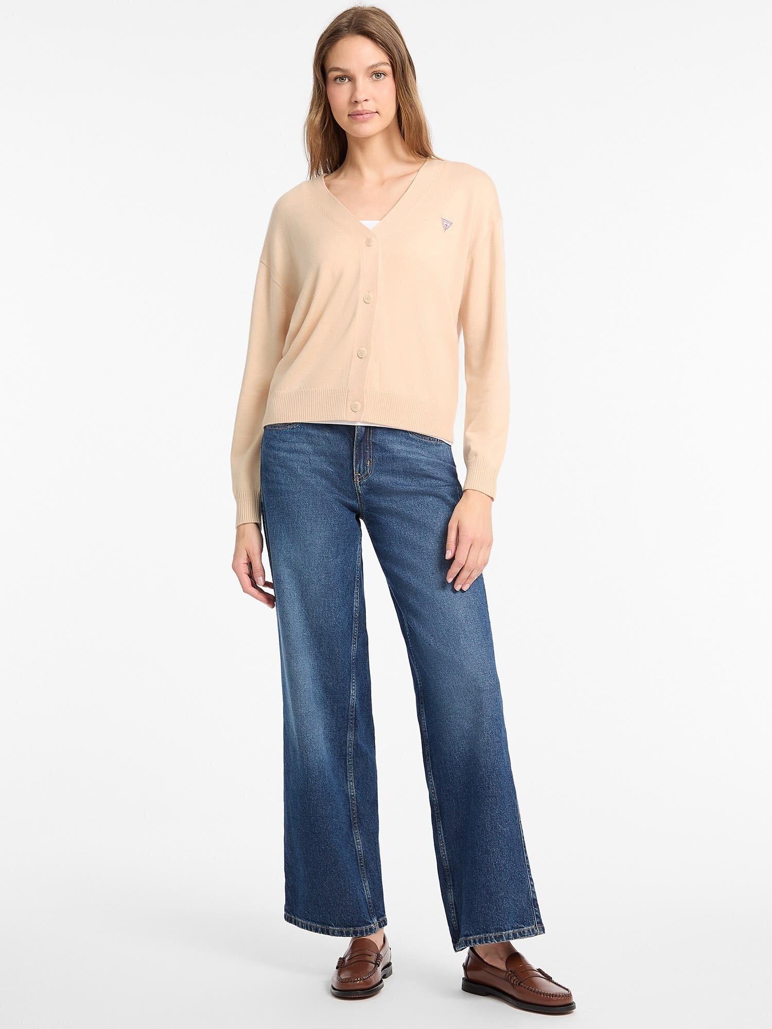 Guess Jeans Kadın Ipek Karışımlı Triko Hırka