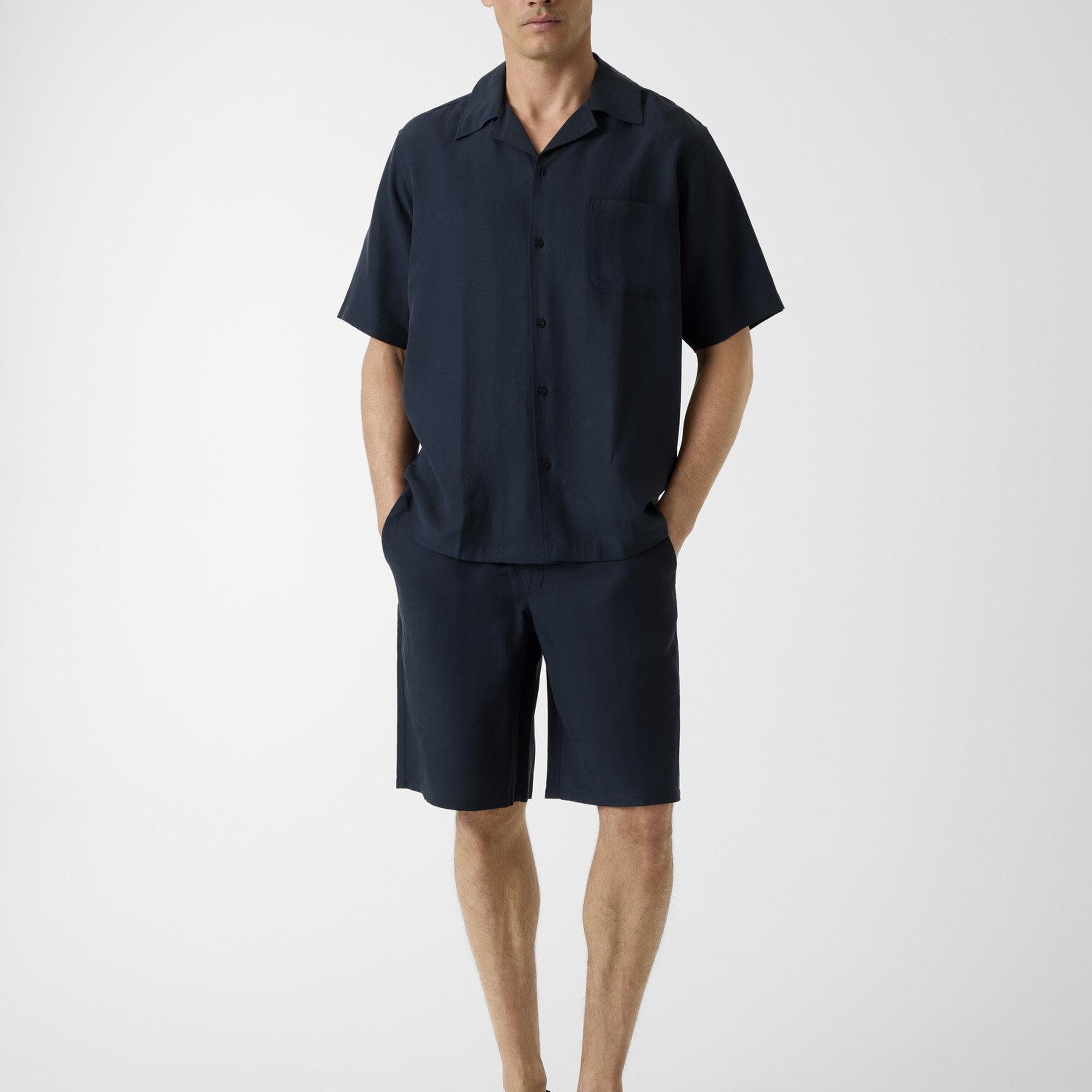 Slub Erkek Keten Karışımlı Loose Fit Şort