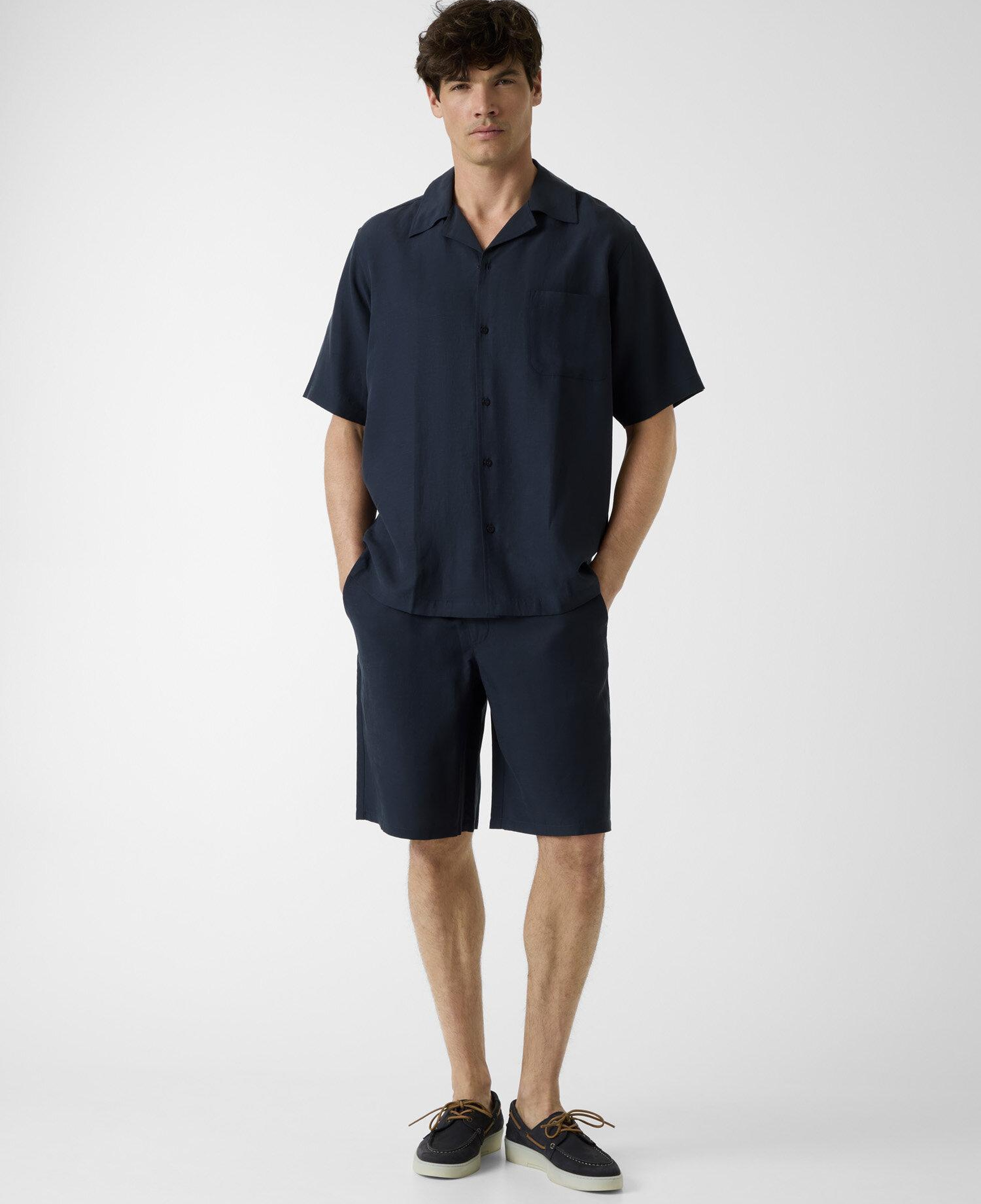 Slub Erkek Keten Karışımlı Loose Fit Şort