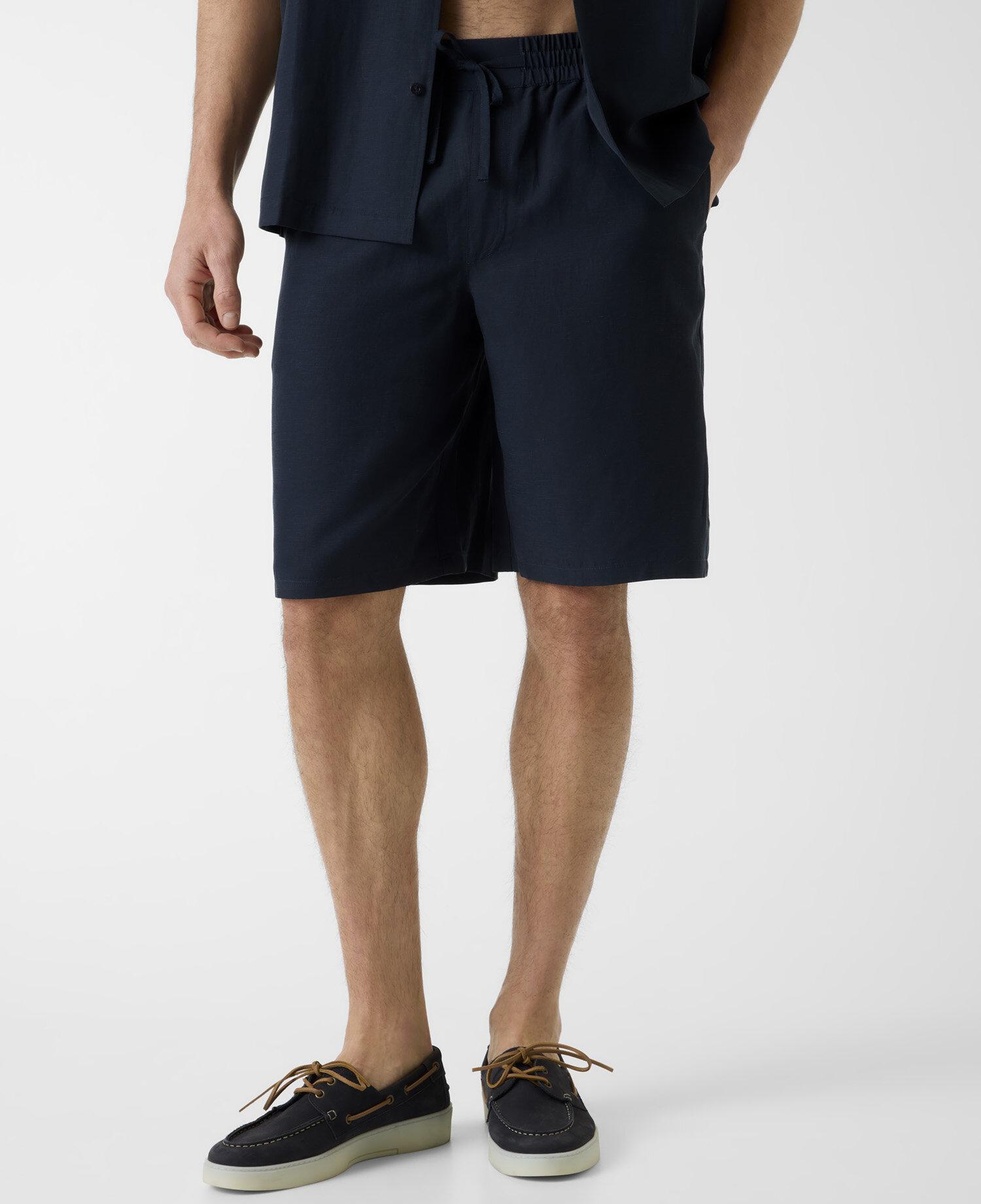 Slub Erkek Keten Karışımlı Loose Fit Şort