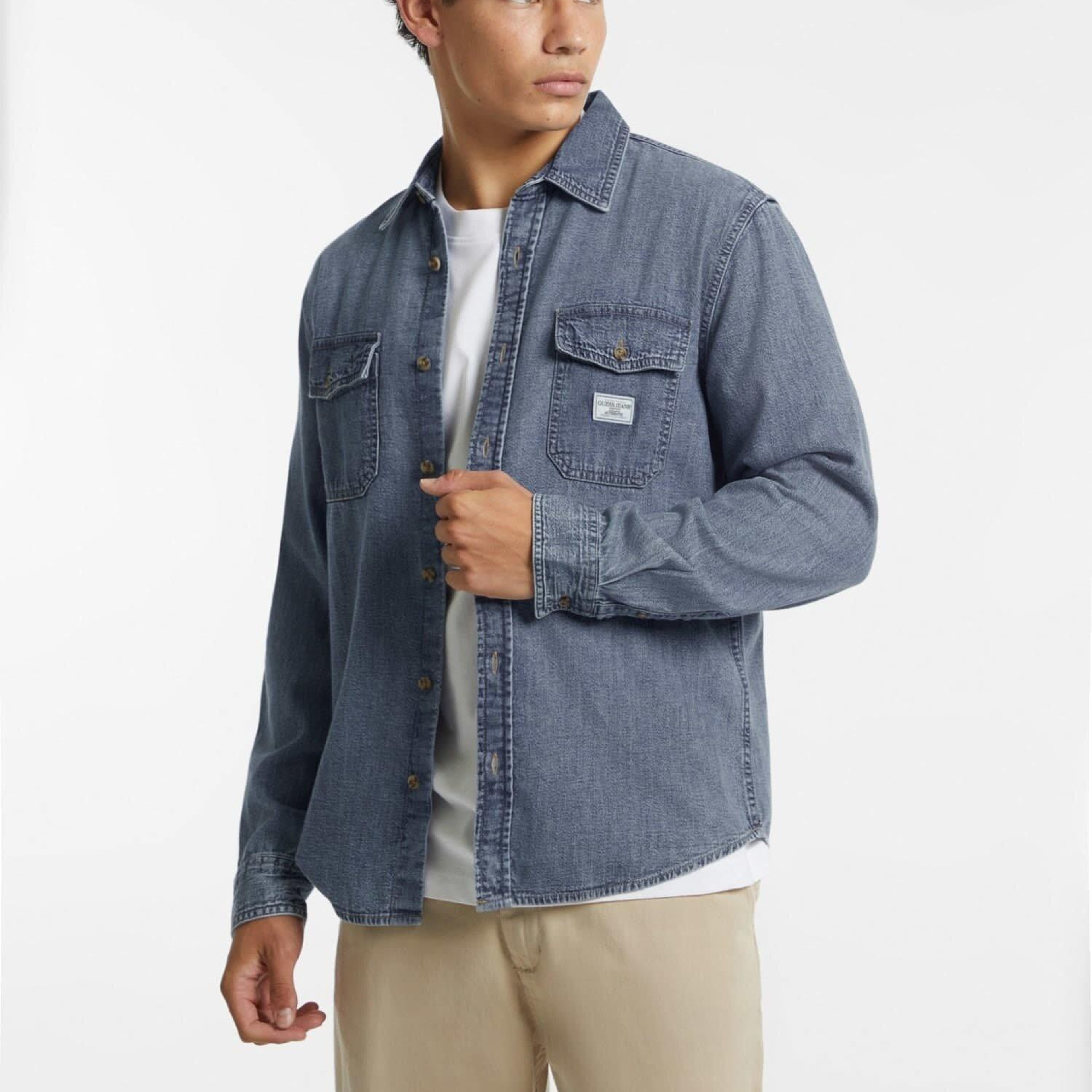 Guess Jeans Erkek Regular Fit Denim Gömlek