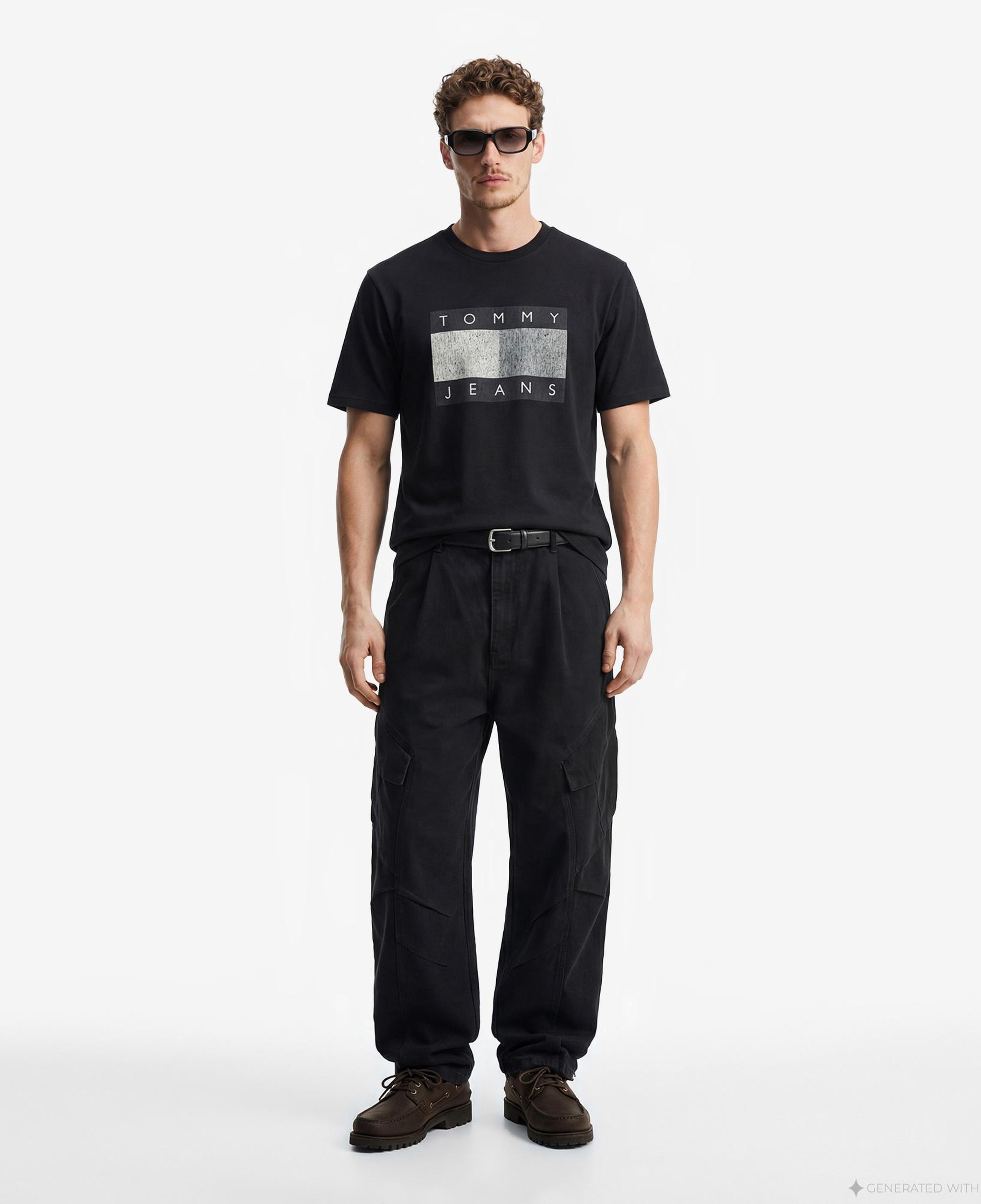Tommy Hilfiger Flag Bearer Erkek Siyah T-Shirt