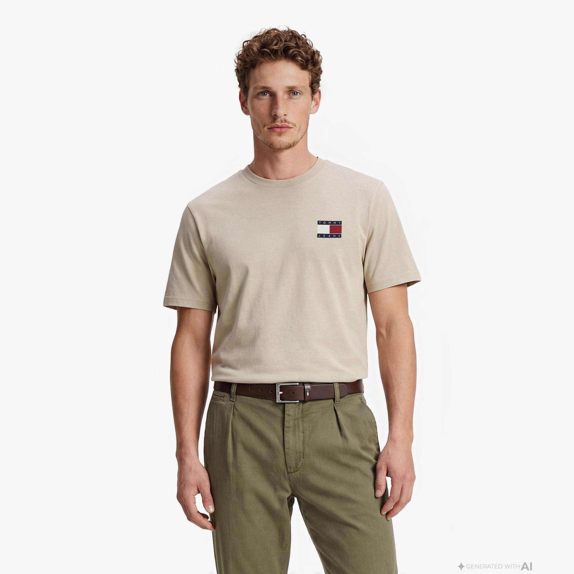 Tommy Hilfiger Outdoor Erkek Bej T-Shirt