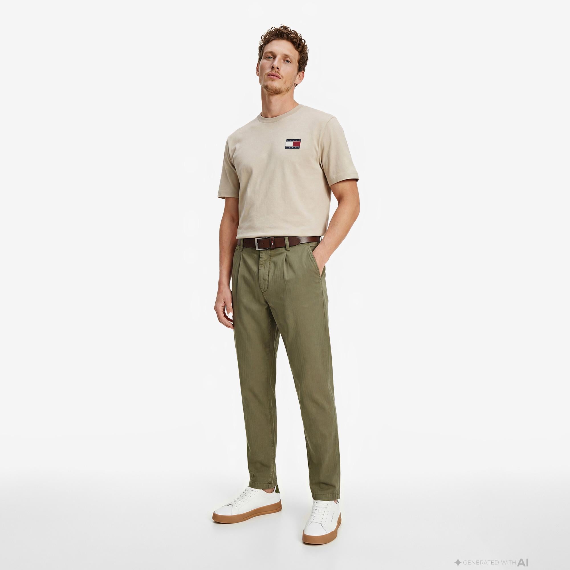 Tommy Hilfiger Outdoor Erkek Bej T-Shirt